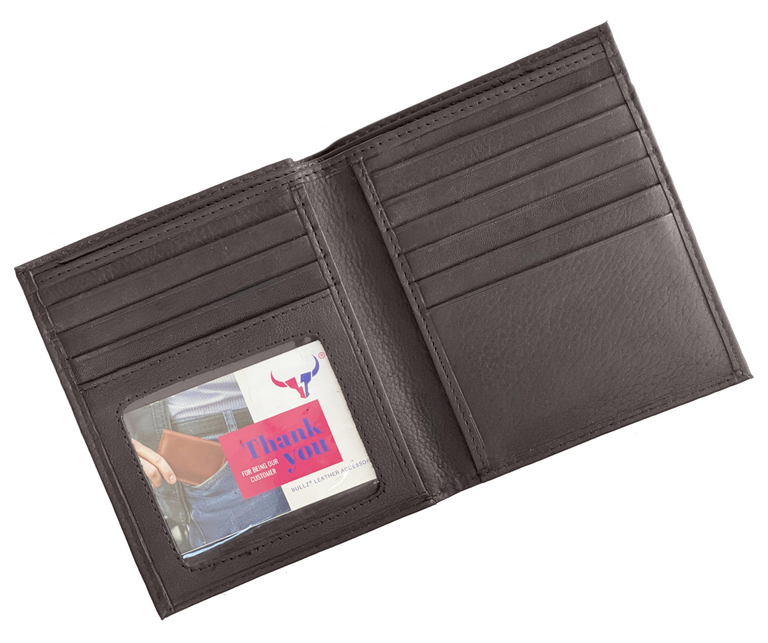 Bullz Genuine Cow Leather Hipster Wallet - Dual Bill Compartment, Holds 10+ Cards, Made In India - View #6
