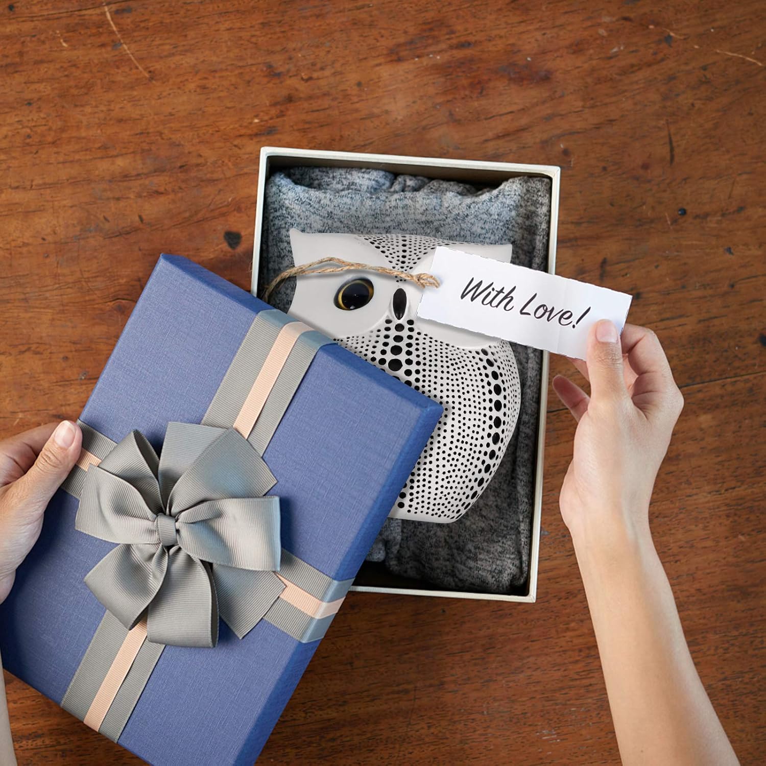 Vilike Owl Decor Statue, Cute Buho Figurines for Crafted Home Decor Accents, Book Shelf Living Room Bedroom Decorations, TV Stand Decor - Animal Sculptures Collection Gifts for Birds Lovers (White): Kitchen & Dining