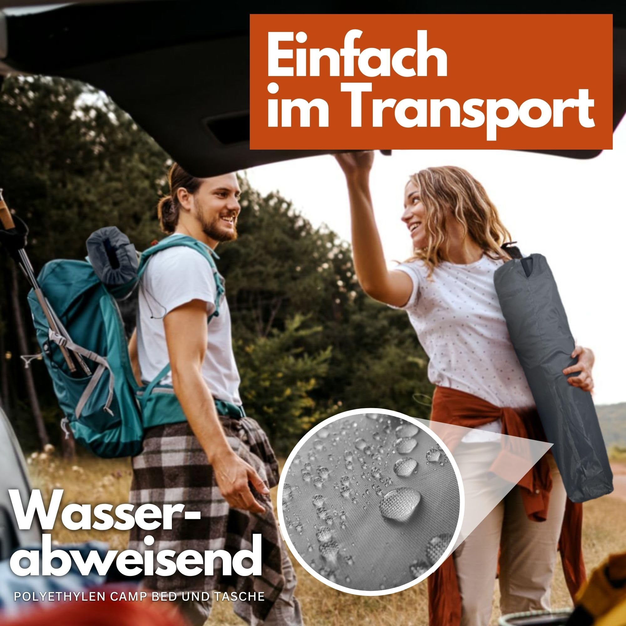Camp Bed Campingliege, Anthrazit | Robust & Leicht, Schnell Aufgebaut, Tragkraft bis 150kg, Mit Tragetasche, Klappbar & Platzsparend