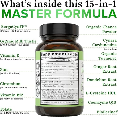 Miniatura 5 de The Everyday Liver Vitamin - Limpieza del hígado desintoxicante y reparación con cardo de leche orgánico, raíz de diente de león, BergaCynFF y