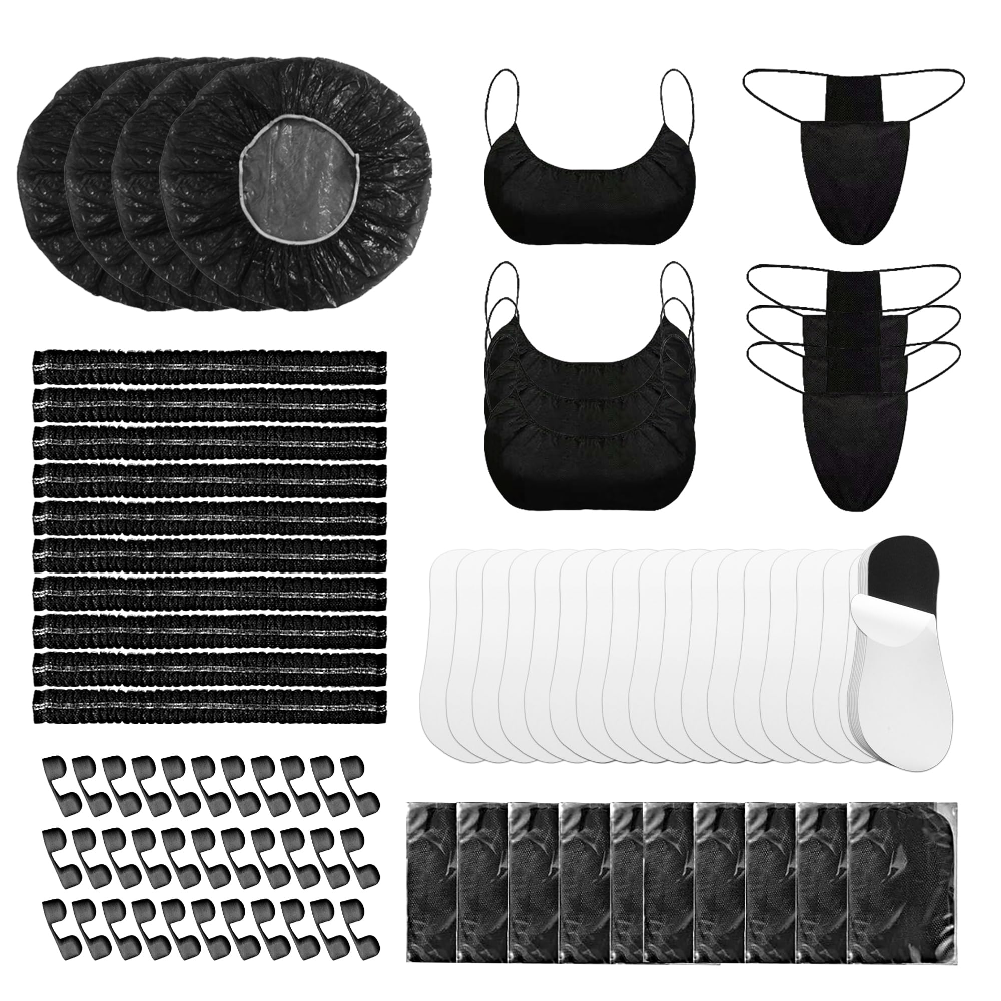 Photo 1 of 100 Pcs Tan Spray Tanning Essentials Kit: 20 Each Hair Nets, Nose Plugs, Sticky Spray Tan Feet Pads & Disposable Undergarments,Premium Quality Accessories for Salons