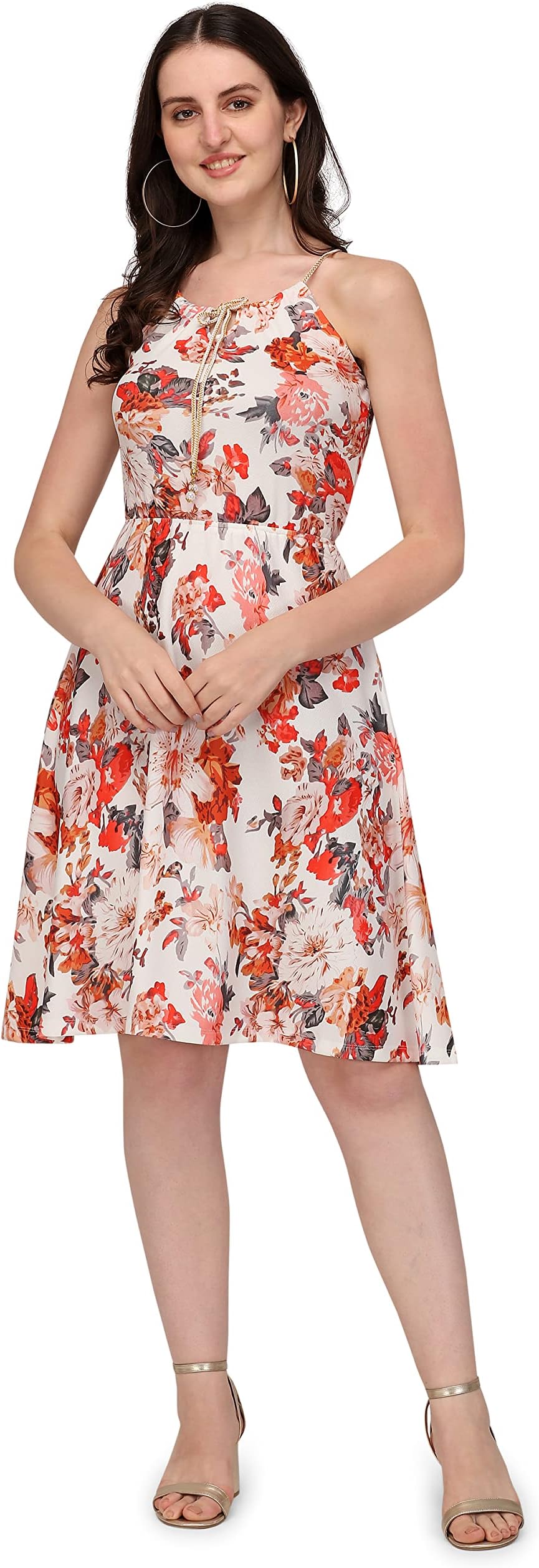 STOCKWELLWomen's Fit and Flare Fancy Western Knee Length Midi Dress
