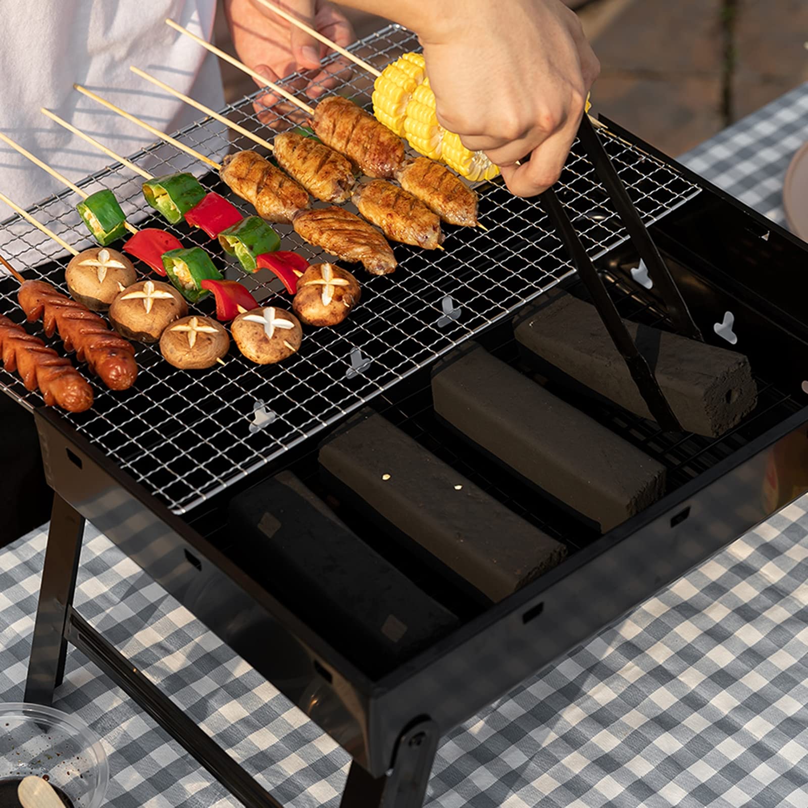 Grill do grillowania, przenośny i składany grill na stół z węglem drzewnym, na zewnątrz, grill, do ogrodu, na taras piknikowy, na kemping, podróże, S