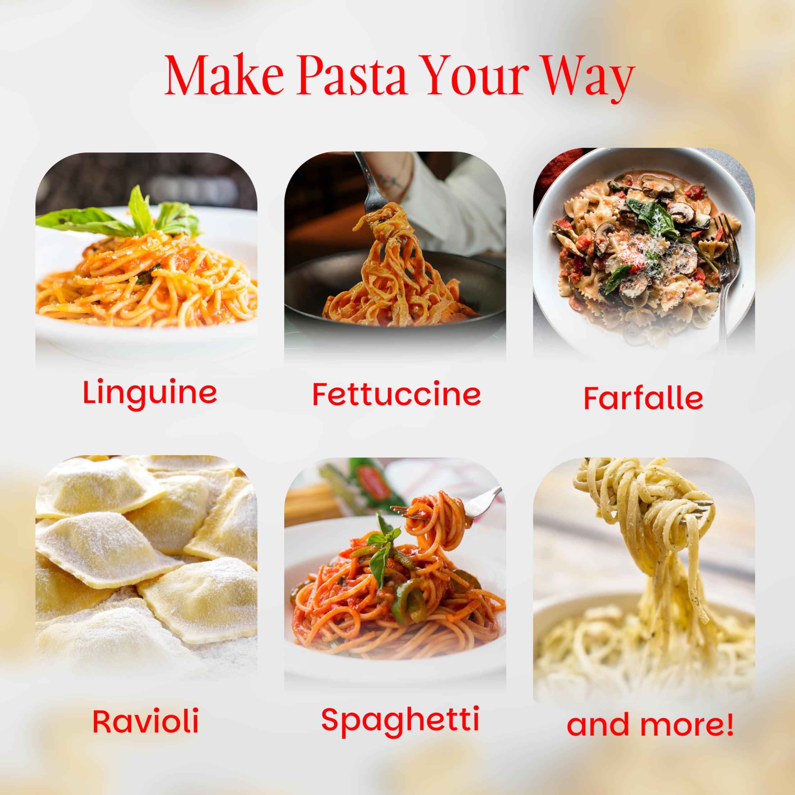 Nonni's Kitchen Máquina manual para hacer pasta, rodillo de pasta de acero de 150 mm con 3 sellos de pasta, 9 ajustes de grosor ajustables, estante de secado de pasta, cortador para lasaña, fettuccine