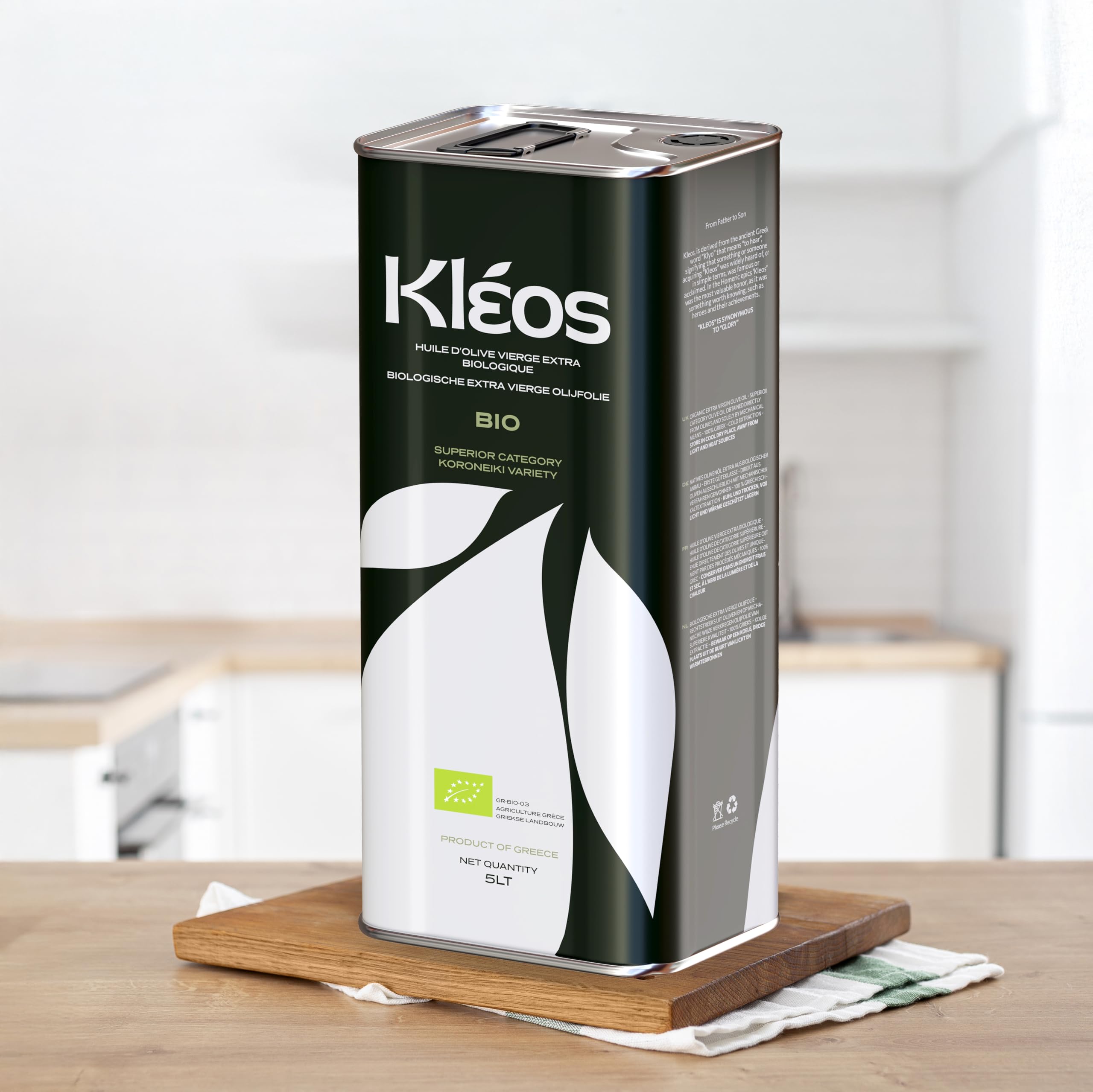 Kleos BIO Extra Natives Olivenöl 5 Liter - Ernte 2025-26 - Reich an Polyphenolen - Kaltgepresst aus Griechenland - Premium Qualität - MHD: 31/07/2027
