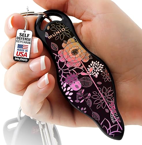 Miniatura 10 de MUNIO Llavero de autodefensa, elegante y portátil, herramienta de seguridad para mujeres y hombres, no letal, aprobado por la TSA, fabricado en Flor