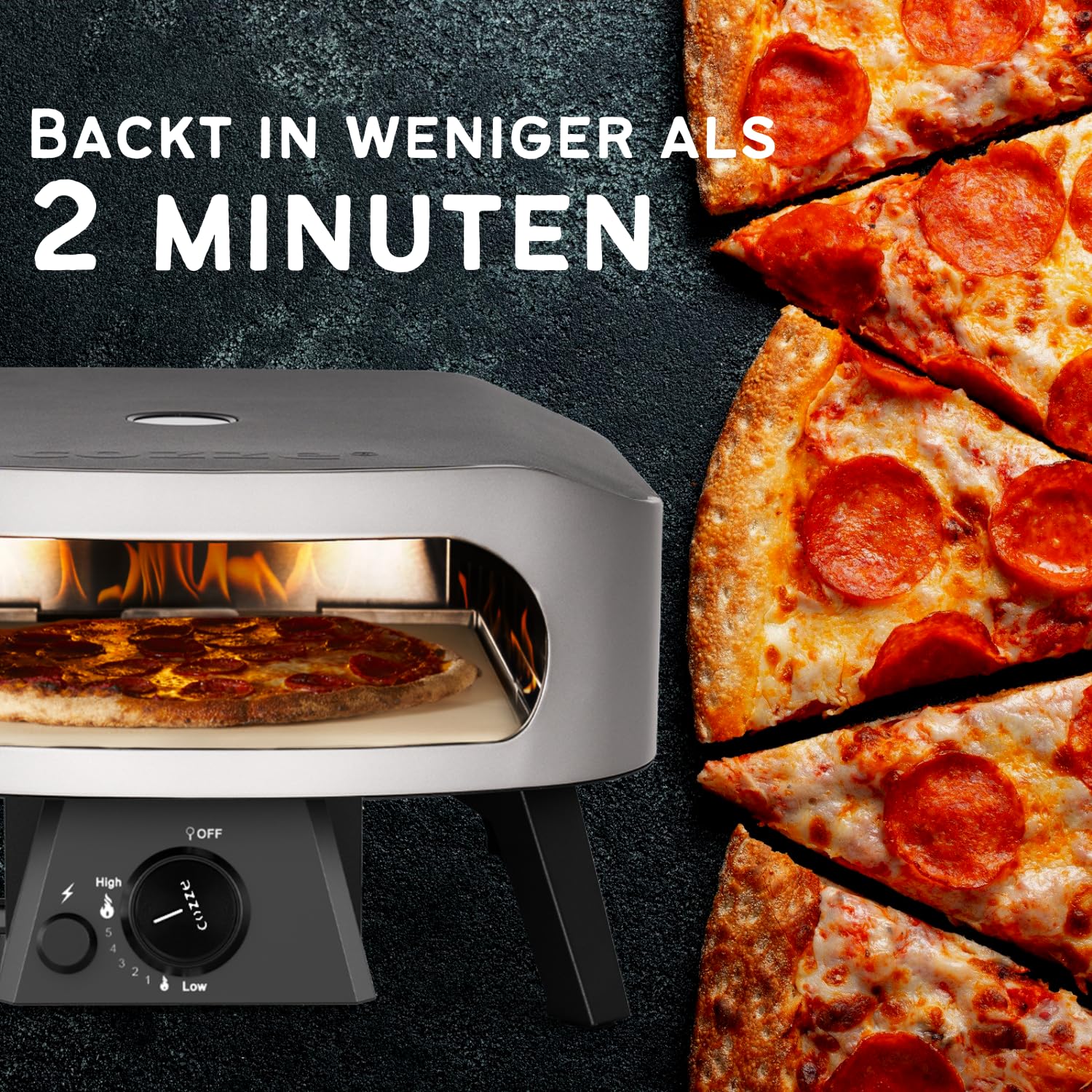 Cozze Pizzaofen Gas 13 Zoll Outdoor 50mbar Tisch Pizzaofen mit Regulator