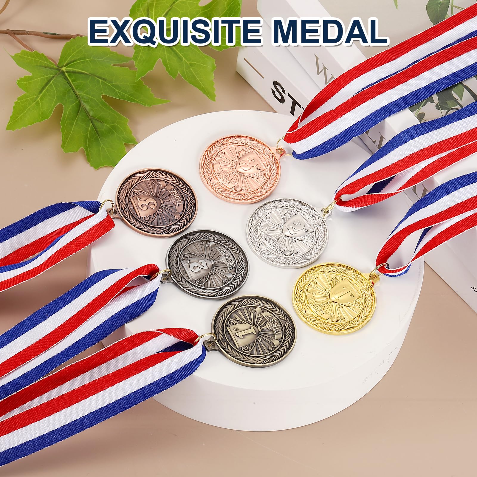 PATIKIL Medallas de premio, medallas redondas de aleación de zinc con cinta para el cuello