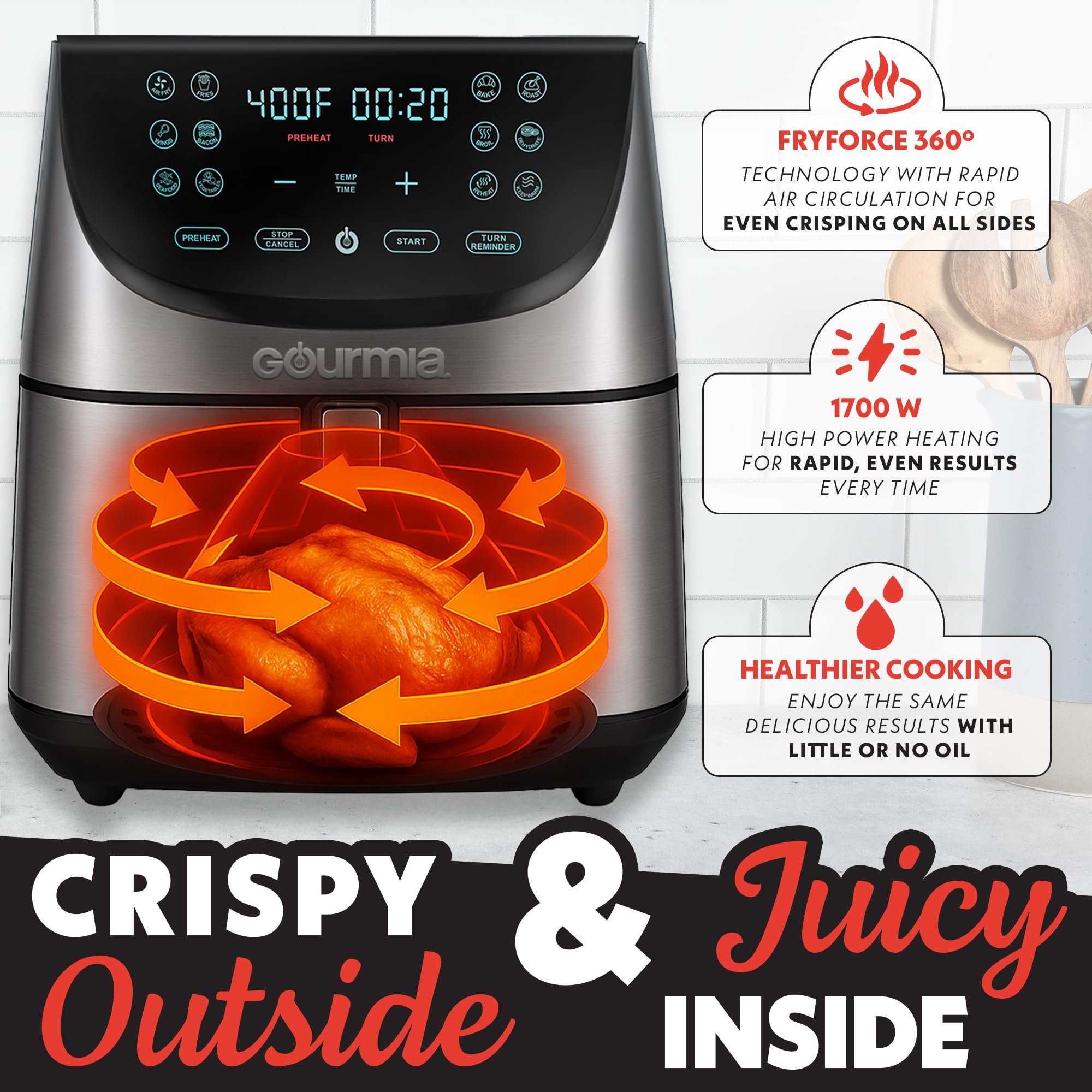 Gourmia Air Fryer Oven Display Digital 8 Quart Panela AirFryer