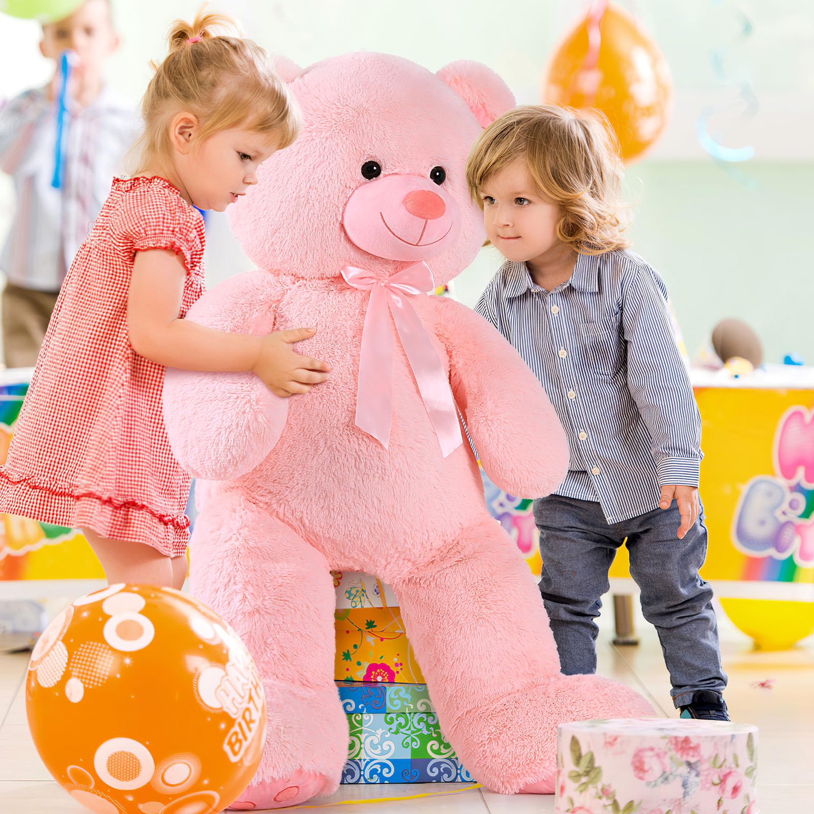 MorisMos 120cm großer teddybären, Rosa riesen Teddy XXL, weich groß teddybär, Kuschelig Plüschtier Kuscheltier teddys Geburtstag Geschenk für Mädchen FreundinKinder