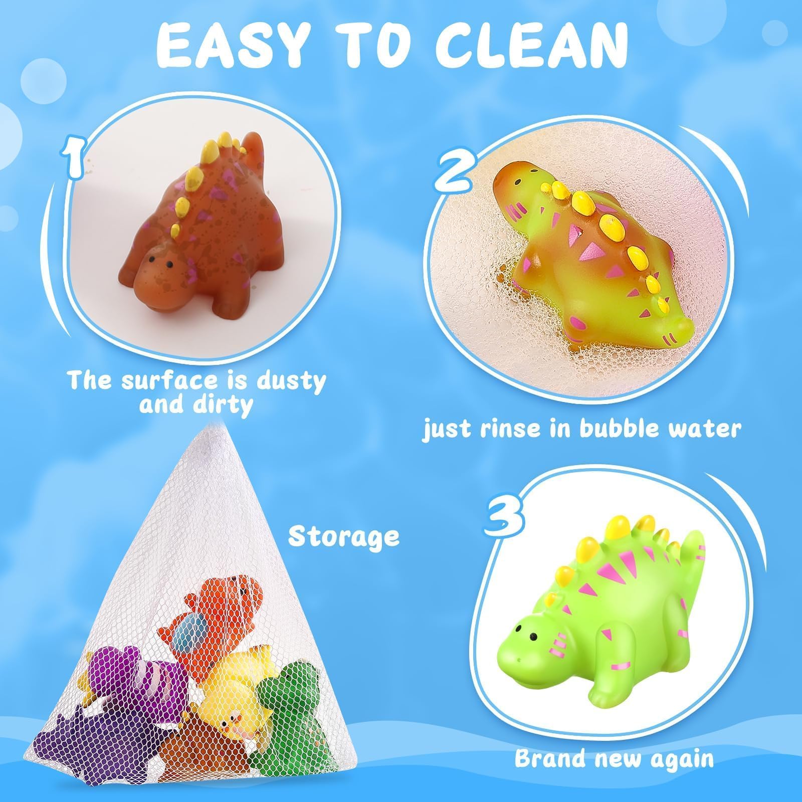Juguetes de baño para niños de 1 a 3 a 8 años, juguetes de baño de dinosaurios para niños de 2 a 4 años con bolsa de secado, juguetes de dinosaurio, juguetes de piscina, juguetes de agua al aire libre 5