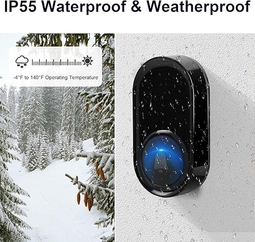 Miniatura 4 de Timbre inalámbrico con 3 receptores, 1 botón, timbre de puerta inalámbrico  Rango de 1300 pies, 58 melodías, 5 niveles de volumen, flash LED