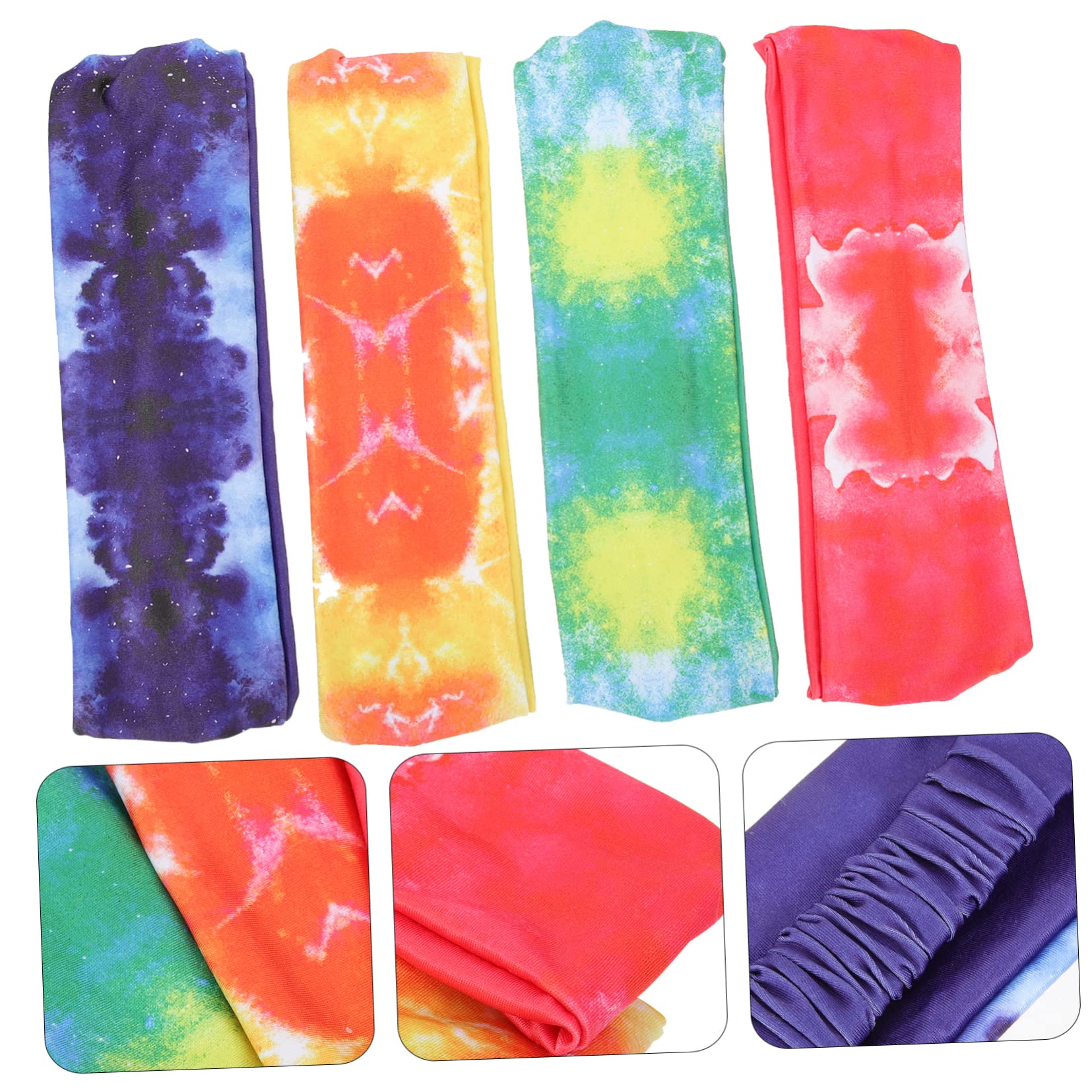 GALPADA Lot De 4 Bandeaux Élastiques Anti-Transpiration pour Femmes pour Le Yoga Le Sport La Course À Pied Lentraînement - 4 Bandeaux