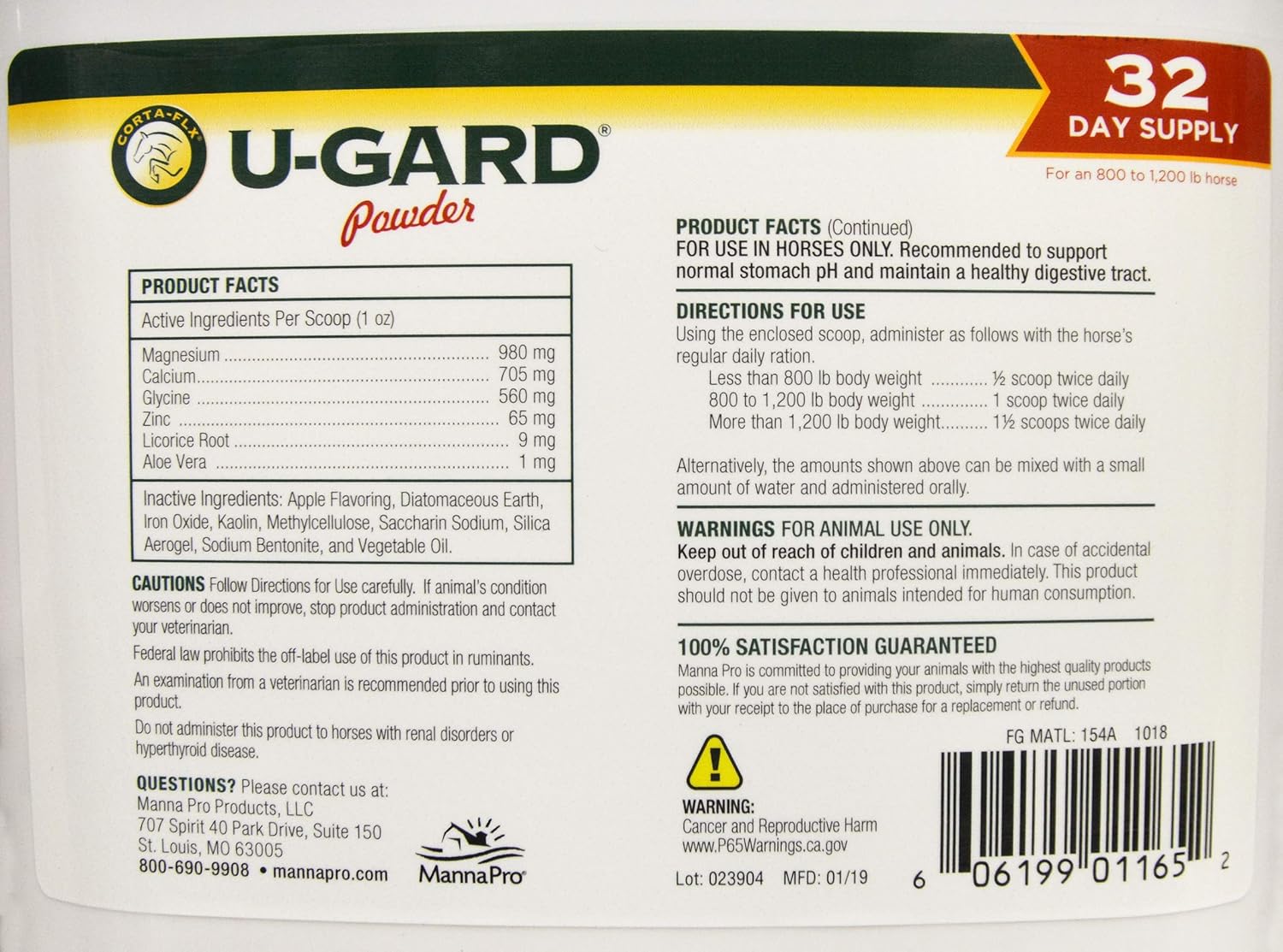 Corta-Flx U-GARD Powder | Made with Calcium and Magnesium | 8 LB : Horse Nutritional Supplements And Remedies : Pet Supplies
