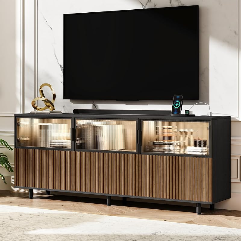 59" Modern Acrylic TV Stand, TV Table Media Console Fits 70in TV
