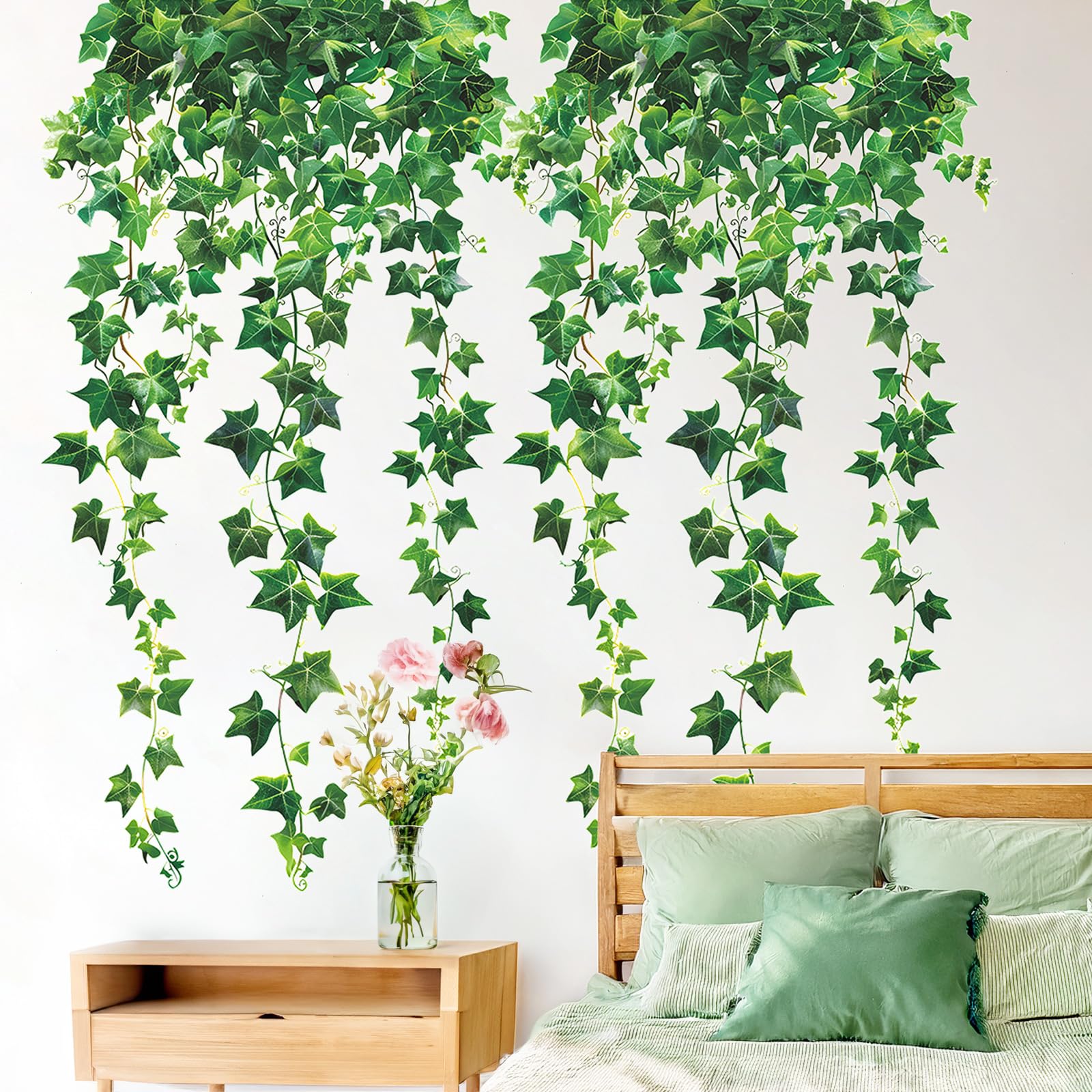 Adesivi Murali Liane Verdi - Decorazione Parete Per Interni, 2 Fogli 30x90cm - Foto 14