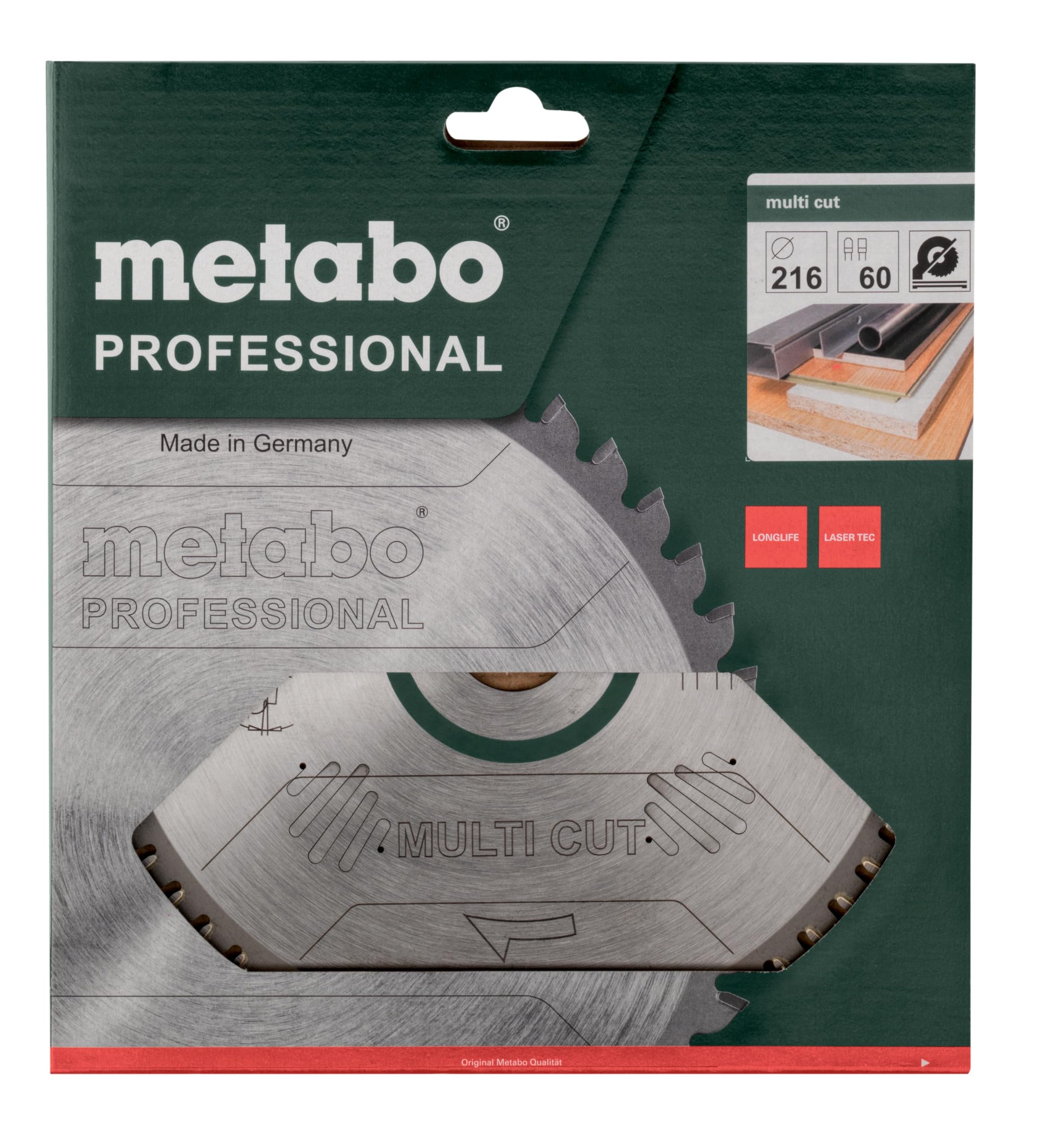 Metabo tarcza tnąca Multi Cut – Professional, 216 x 2,4/1,8 x 30, 60 zębów, Z60 FZ/TZ, 5° negatywny – 628083000 – Uniwersalne zastosowanie do wymagających materiałów