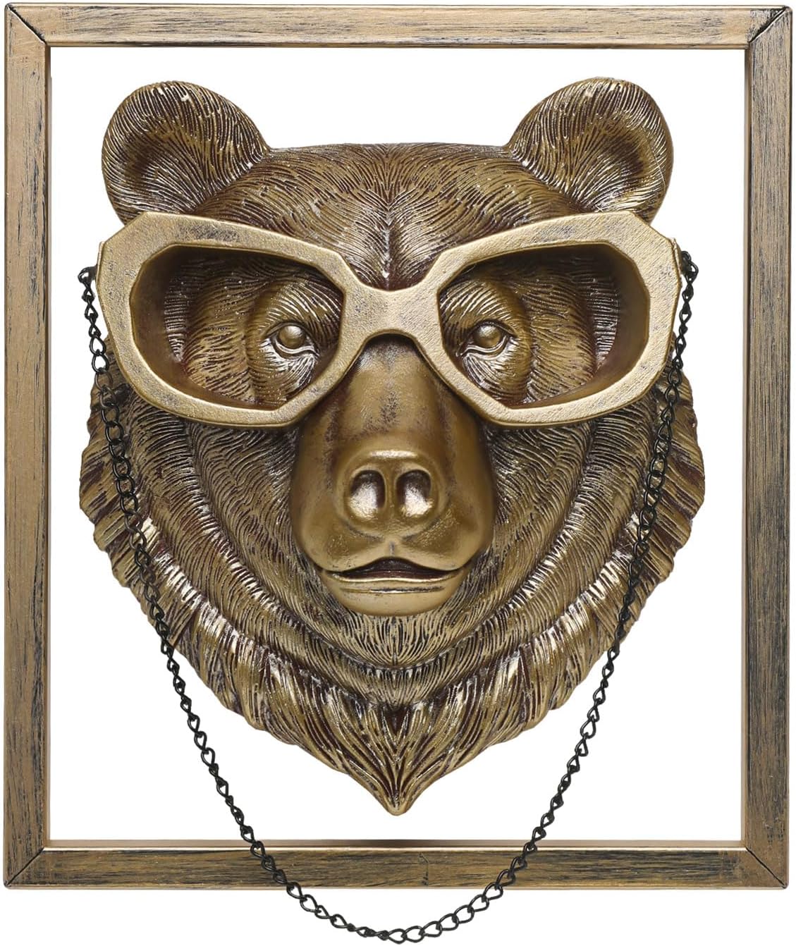 Newinhome Animal Heads Wall Decoration Resin Animals Sculptures Head Wall Hanging Decor Gold vintage Wall Sculpture for Living Room Bedroom Office(Bear)