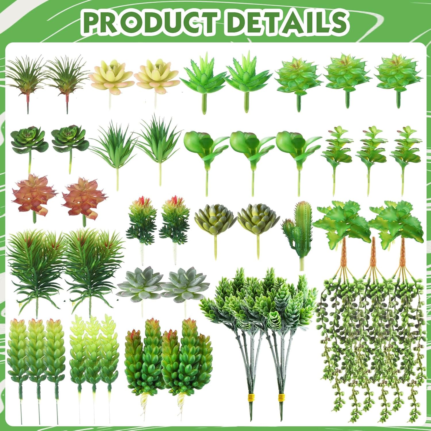 Tigeen 120 Pcs Artificial Succulents Unpotted Small Fake Succulents Realistic Textured Assorted Decorative Faux Plastic Plants for Landscape Garden Outdoor Arrangement
