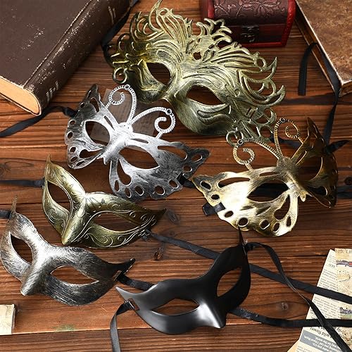 Miniatura 2 de 100 máscaras de máscaras a granel vintage antiguas máscaras venecianas para hombres y mujeres, máscara de baile de máscaras para Halloween, cosplay,