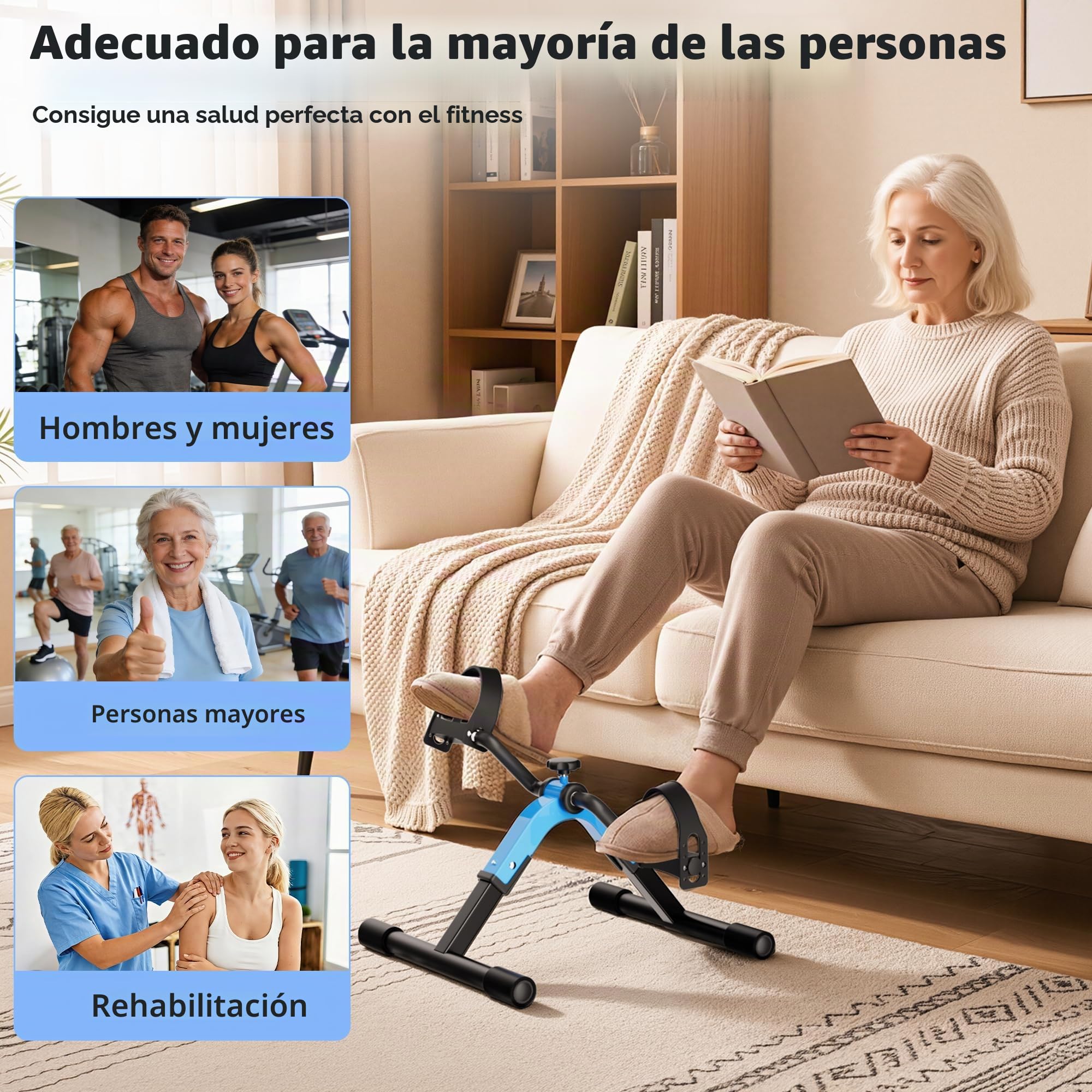 RYGEO Pedales Estáticos Personas Mayores, Mini Bicicleta Estática Pedales, Pedaleador Estático Plegables, Pedaleador de Piernas y Brazos, Pedales estaticos rehabilitacion, Pedalier Oficina