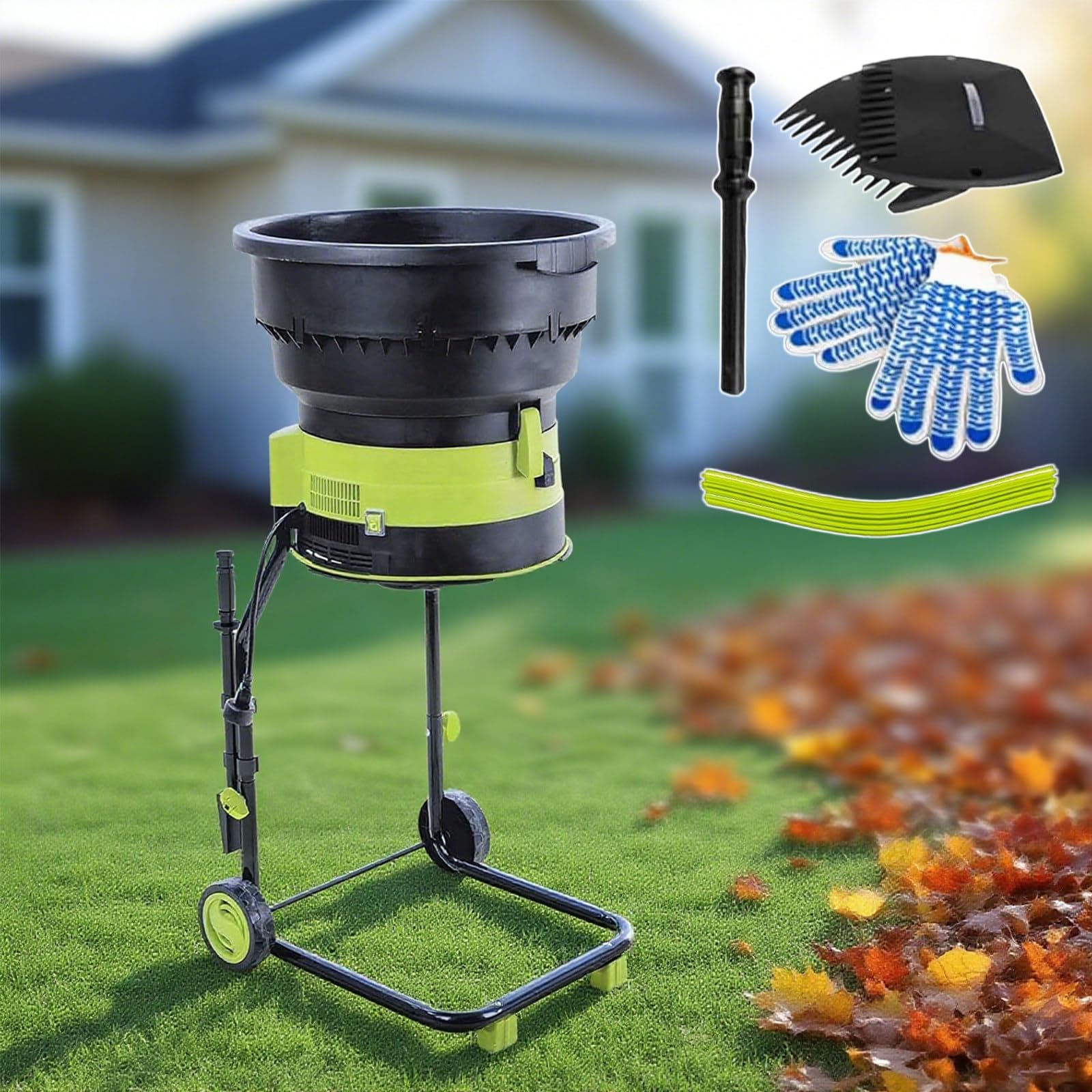Déchiqueteur de Feuilles sans Lame 2500W, Ratio de Réduction 17:1, 8000 TR/Min Max, Broyage jusqu'à 55 Gal/Min, Lames de Coupe Supplémentaires 20cm