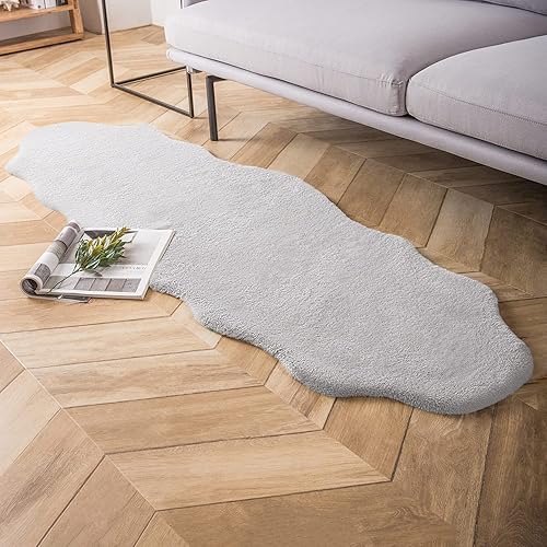Rainlin Alfombra de piel sintética ultra suave y esponjosa moderna de 2 x 6 pulgadas para sala de estar de piel sintética cálida para sofá y ventana