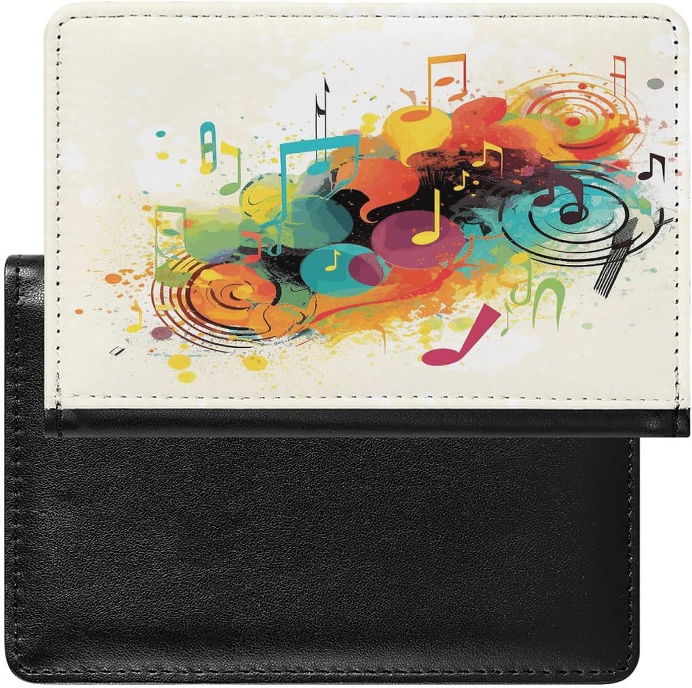 Abstract Music Themed Passport Holder Cover Wallet Case PU Leather Passport Book Card Holder for Travel Must Haves