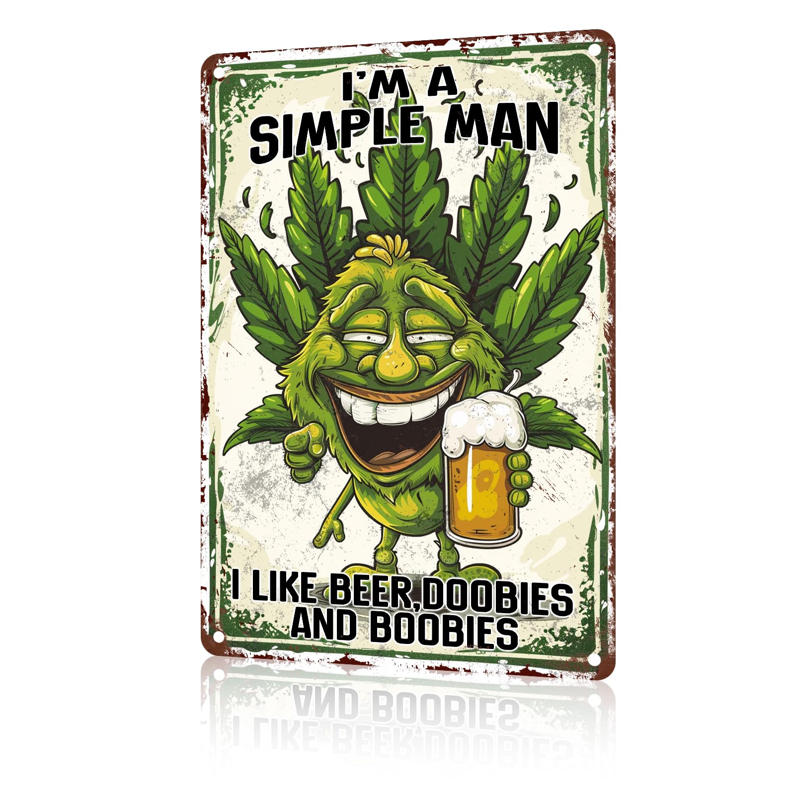 Anceky Funny Garden Decor I'm A Simple Man Weed Vintage Metal Signs Garden Tin Sign for Home Outdoor Wall Decor 12×16 Inch