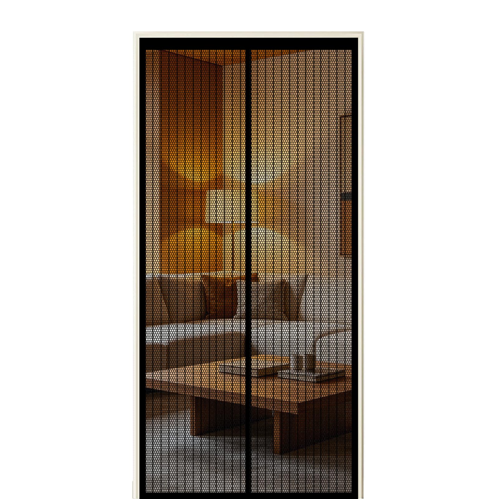 Xuehmin Black Screen Door 215 X 185 Cm Self Sealing Powerful Magnets Magnetic Fly Screen Doors With Powerful Magnets & Full Frame Magic Tape Suitable For Patio Doors Balcony Bedroom,