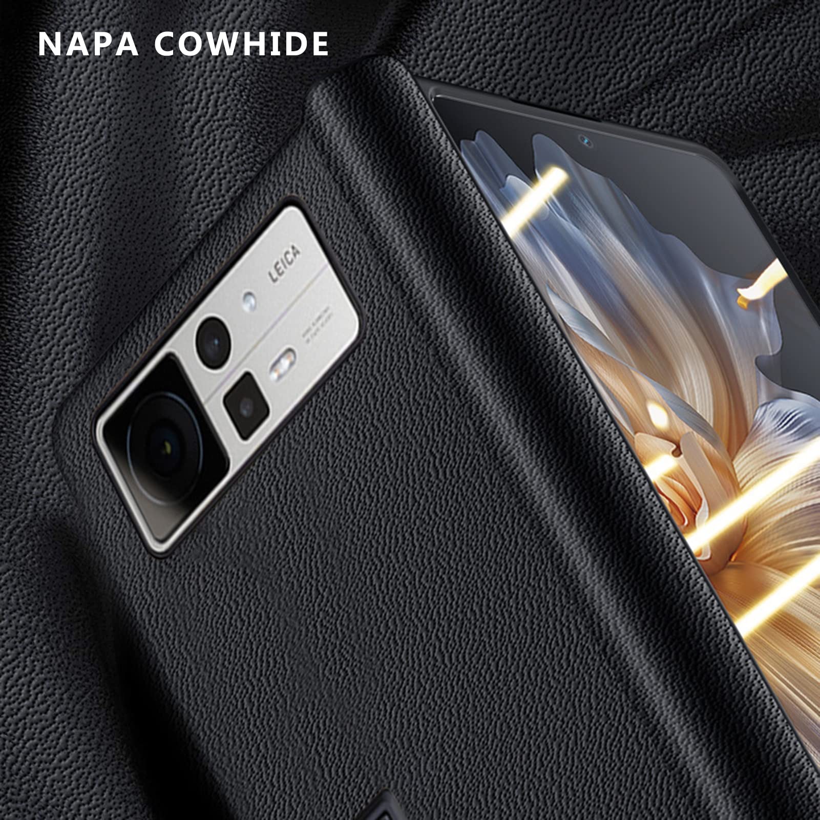 Etui z prawdziwej skóry do Xiaomi Mix Fold2, etui na telefon komórkowy z klapką i ochroną ekranu, ochrona zawiasów, skóra nappa Cowide, etui ochronne, styl biznesowy, niebieskie1