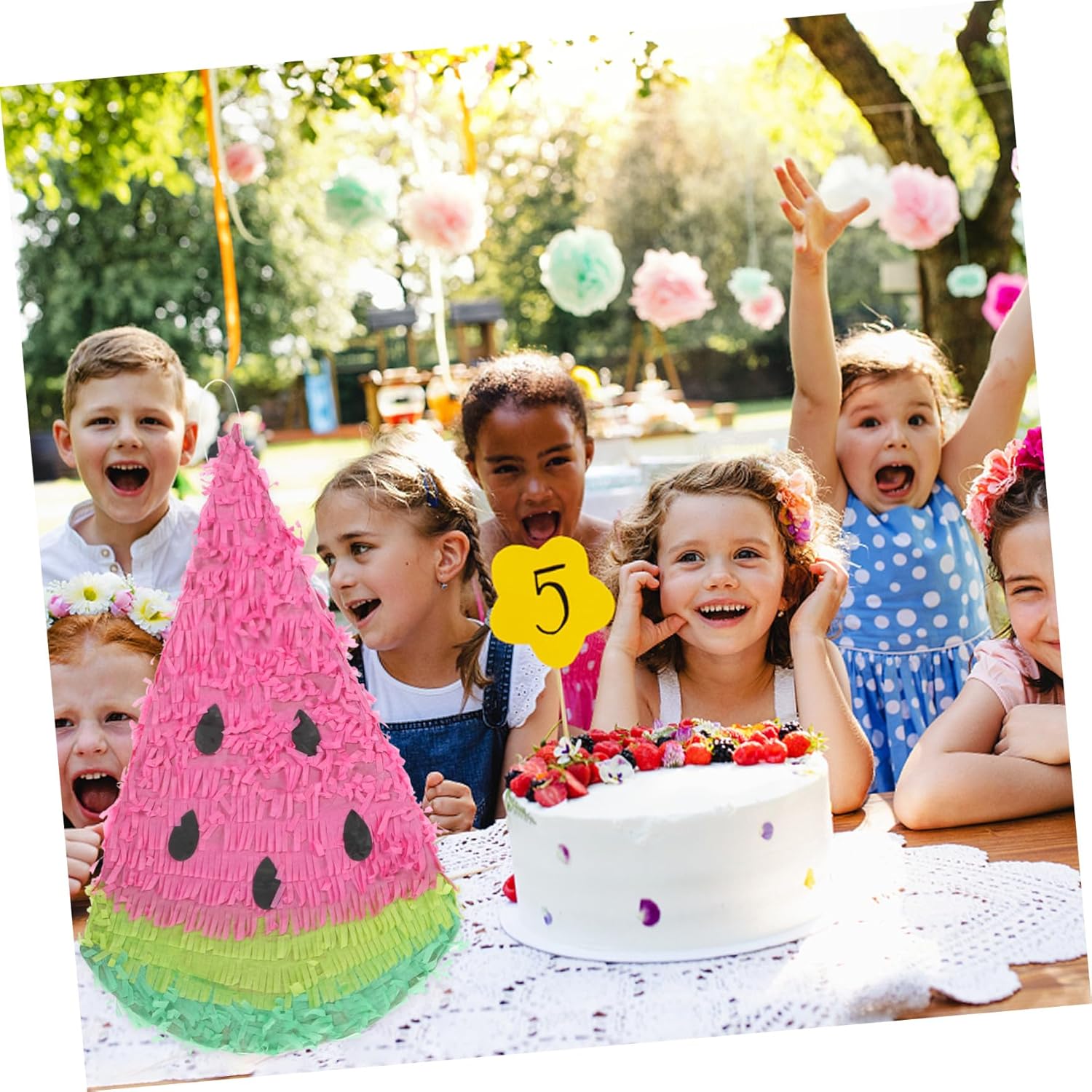 Watermelon Candy Pinata Large Filled Birthday Party Decoration for Holiday Celebrations Fruit Themed Fiesta for Adults Creative Craftsmanship for Festive Fun