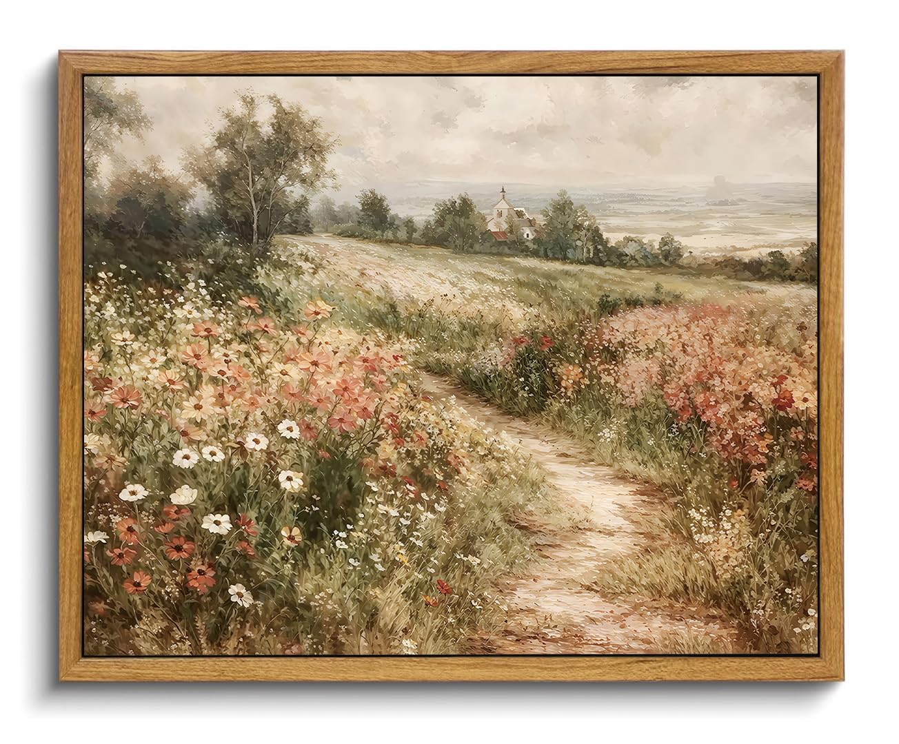 oiqartoiq framed canvas wall artvintage decorlandscape nature country wildflower paintings farmhouse pictures modern artwork rustic fall flower prints cottagecore office living room bedroom bathroom