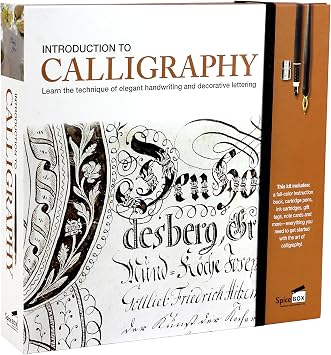 SpiceBox Learn Calligraphy Set for Beginners with Pens and Introduction Book for Adults, Hand Lettering Penmanship Learning Kit, Multi Colors 06772