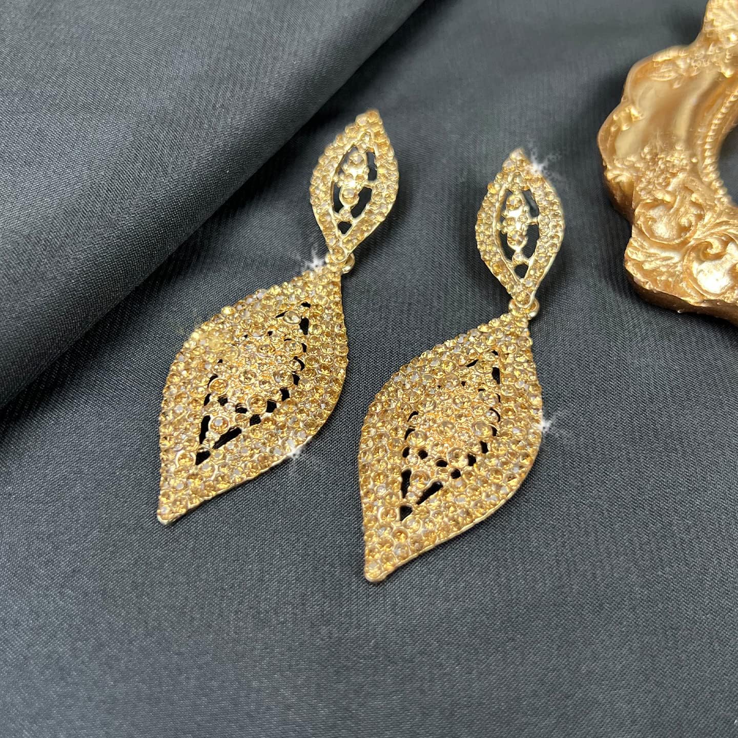 Fashion Rhinestone Crystal Wedding Earrings for Women Bridal Bridesmaid Long Leaf Chandelier Teardrop Dangle Earrings Jewelry - Image 5