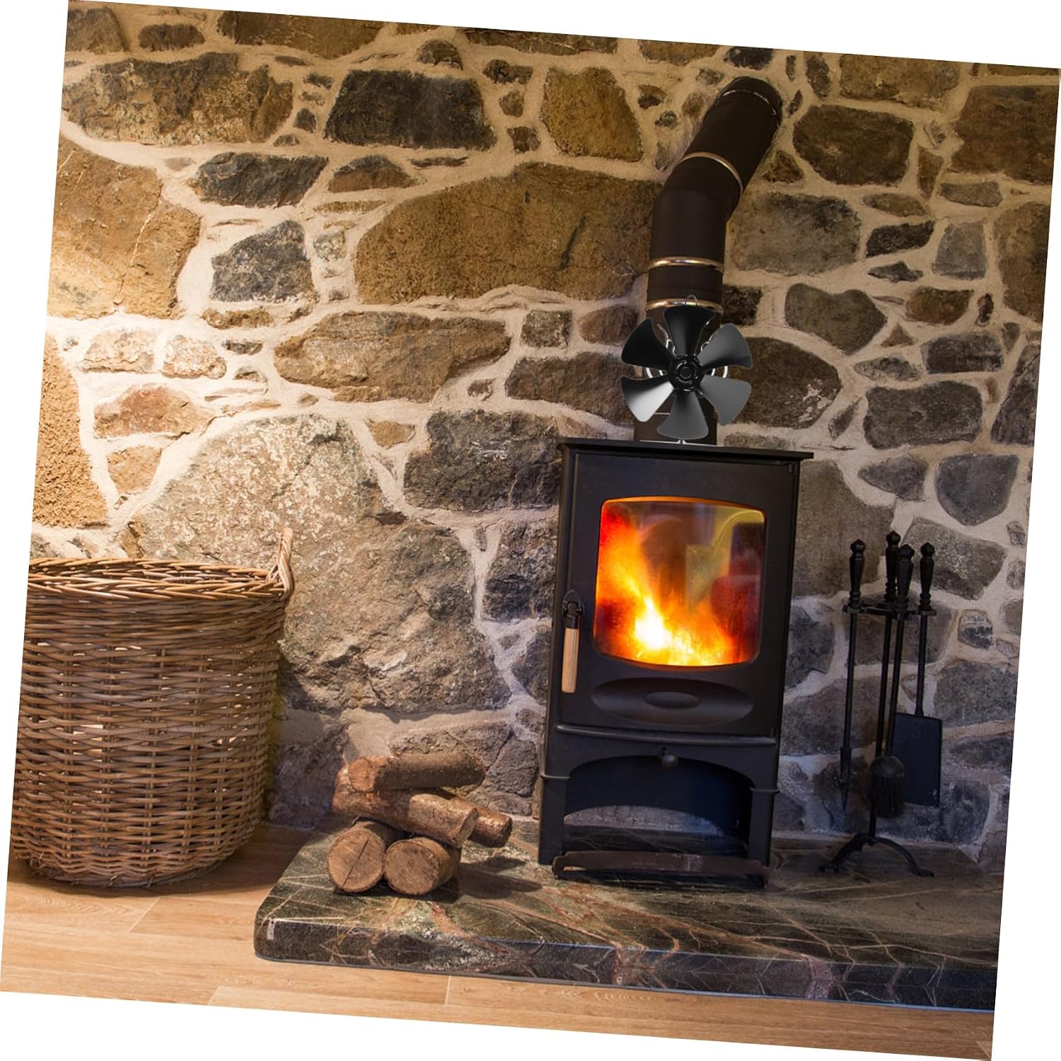 Wood Stove Fan 6-blade Heat Powered Fireplace Fan Silent Log Burner for Wood Stove Heating Accessories