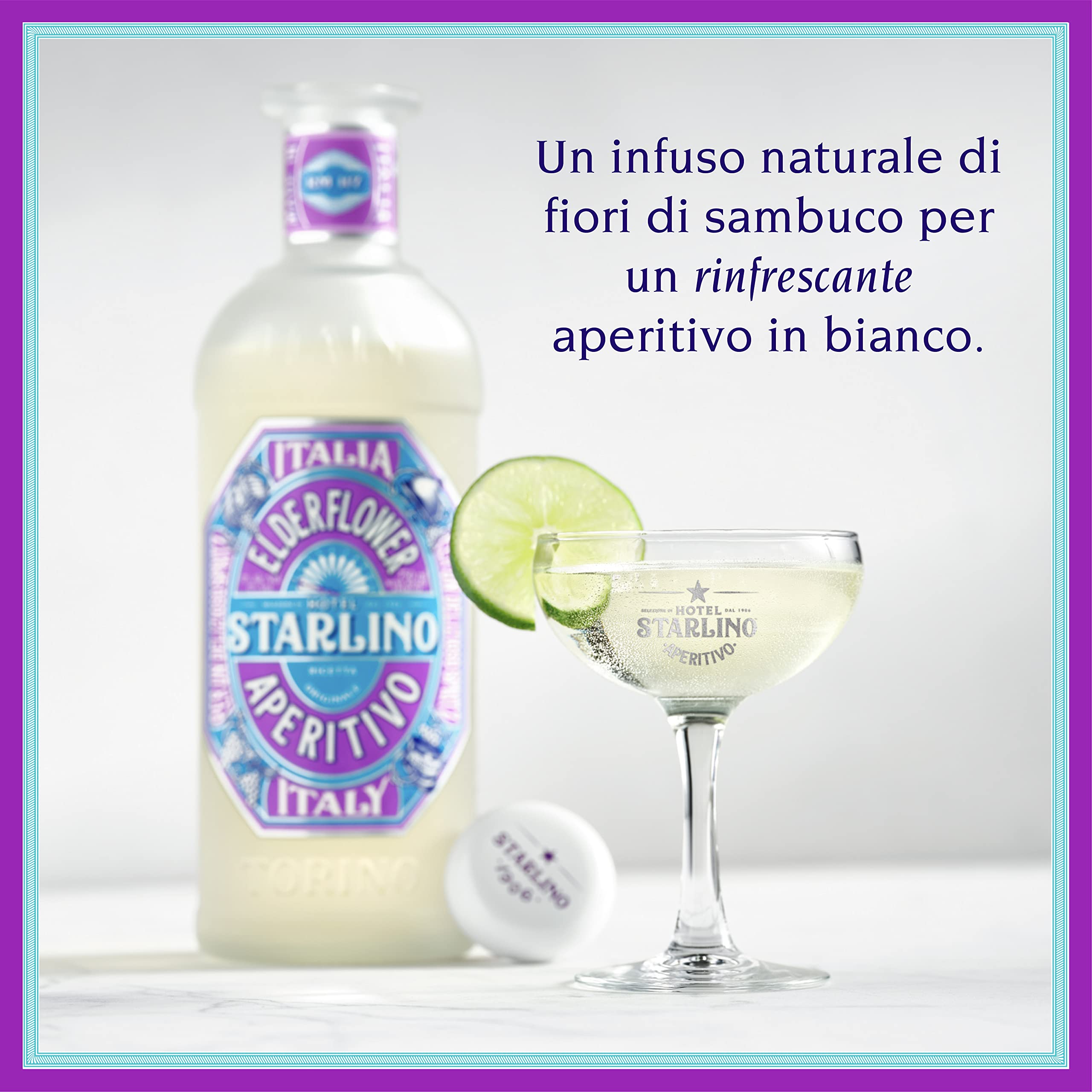 Starlino Elderflower Aperitivo, 750mL | Delizioso su Ghiaccio o in un Negroni o in un Manhattan | Aggiungi al tuo Scaffale con lo Shaker, il Cocktail Bicchieri e Accessori Cucina | Grado Alcolico 17%