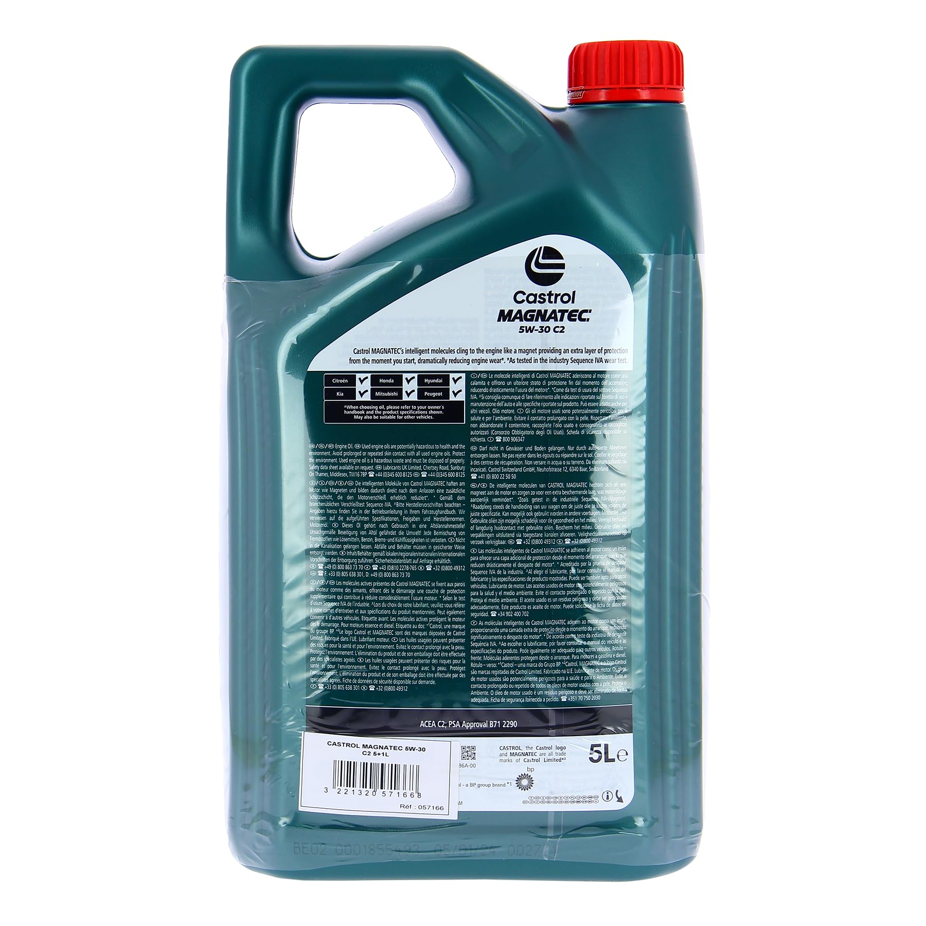 CASTROL MAGNATEC Olio Motore 5W-30 C2, pack da 5+1 L, Omologazione ACEA C2 - Psa B71 2290, Meets Fiat 9.55535-S1, Protezione fin dall’avviamento e in ogni condizione di guida
