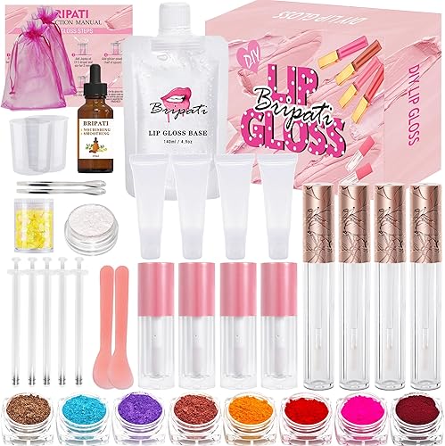 BRIPATI Kit de fabricación de brillo de labios, juego de brillos de labios para hacer tu propio lápiz labial, divertidos brillos de labios de