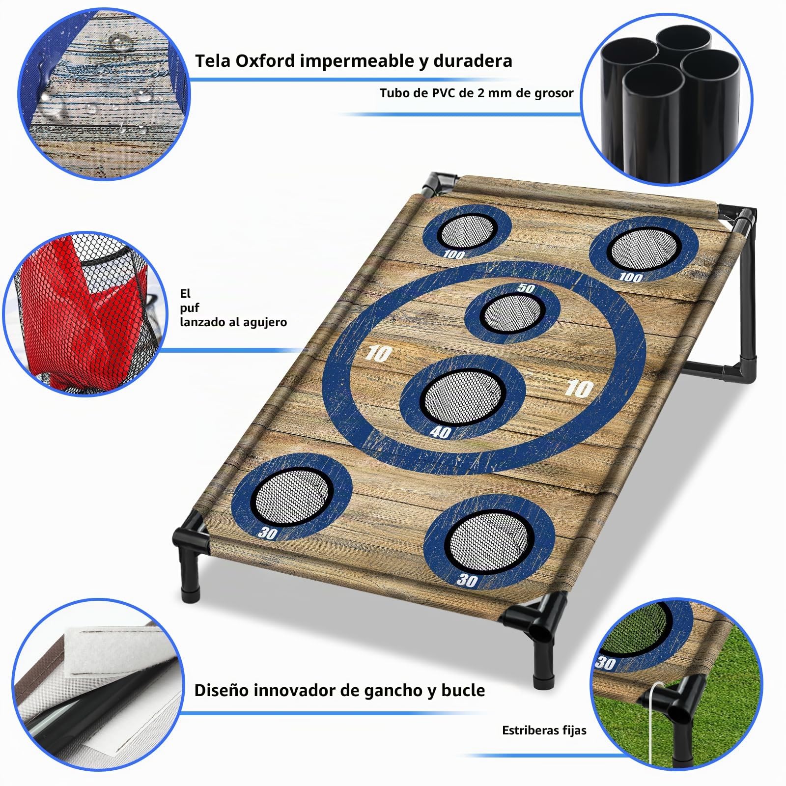 NZQXJXZ Juego de Cornhole para Familia y Adulto, 3x2 Ft Portátil Cornhole Juego de Lanzamiento con 8 Bolsas de Frijoles y Bolsa de Transporte, Ideal para al Aire Libre, Interior, Patio Trasero, Césped