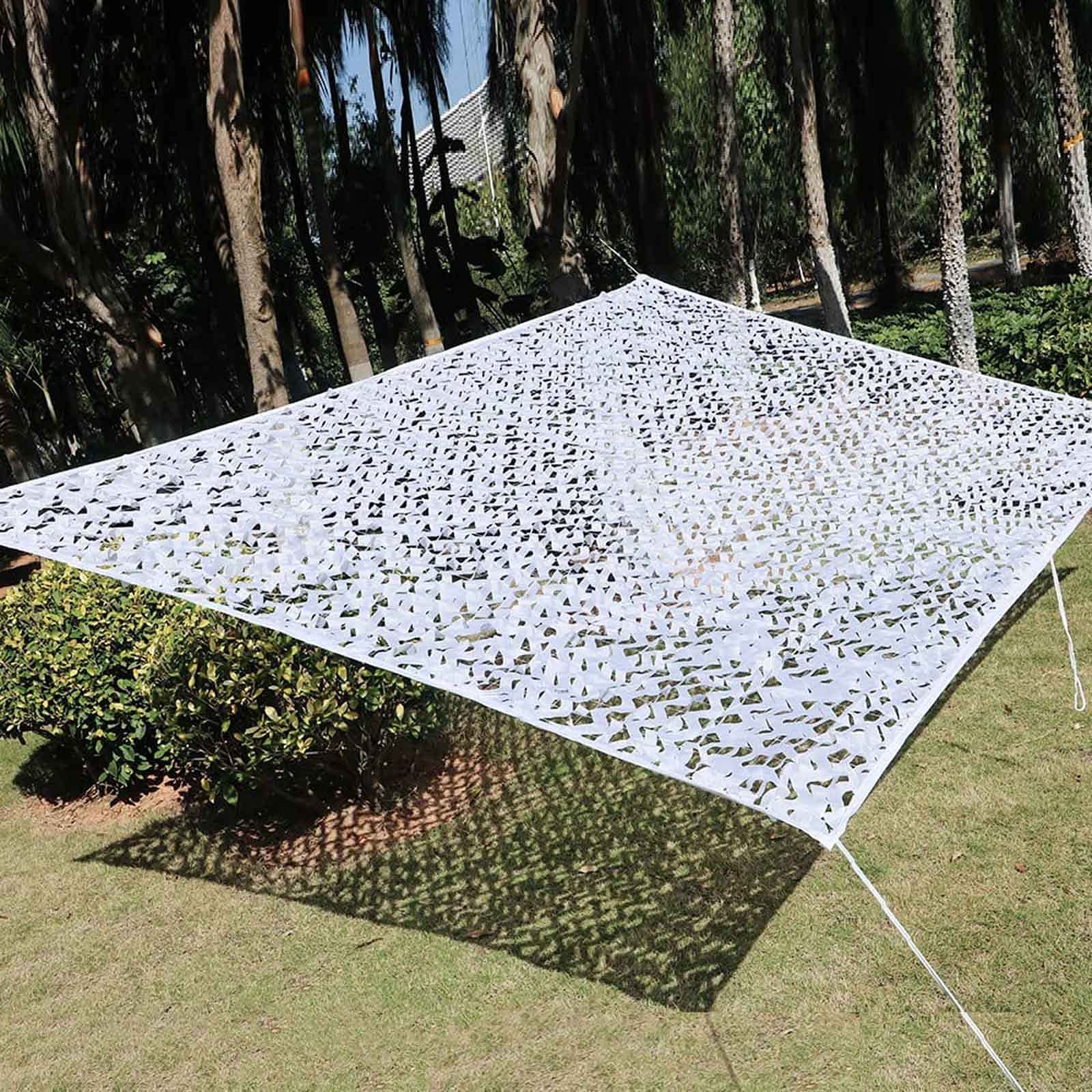 GJZQDKX White Camouflage Netting for Garden Pergola Balcony Shade Military Hunting Car Cover Camping Theme Party Decoration 6x10m (19.7x32.8ft)