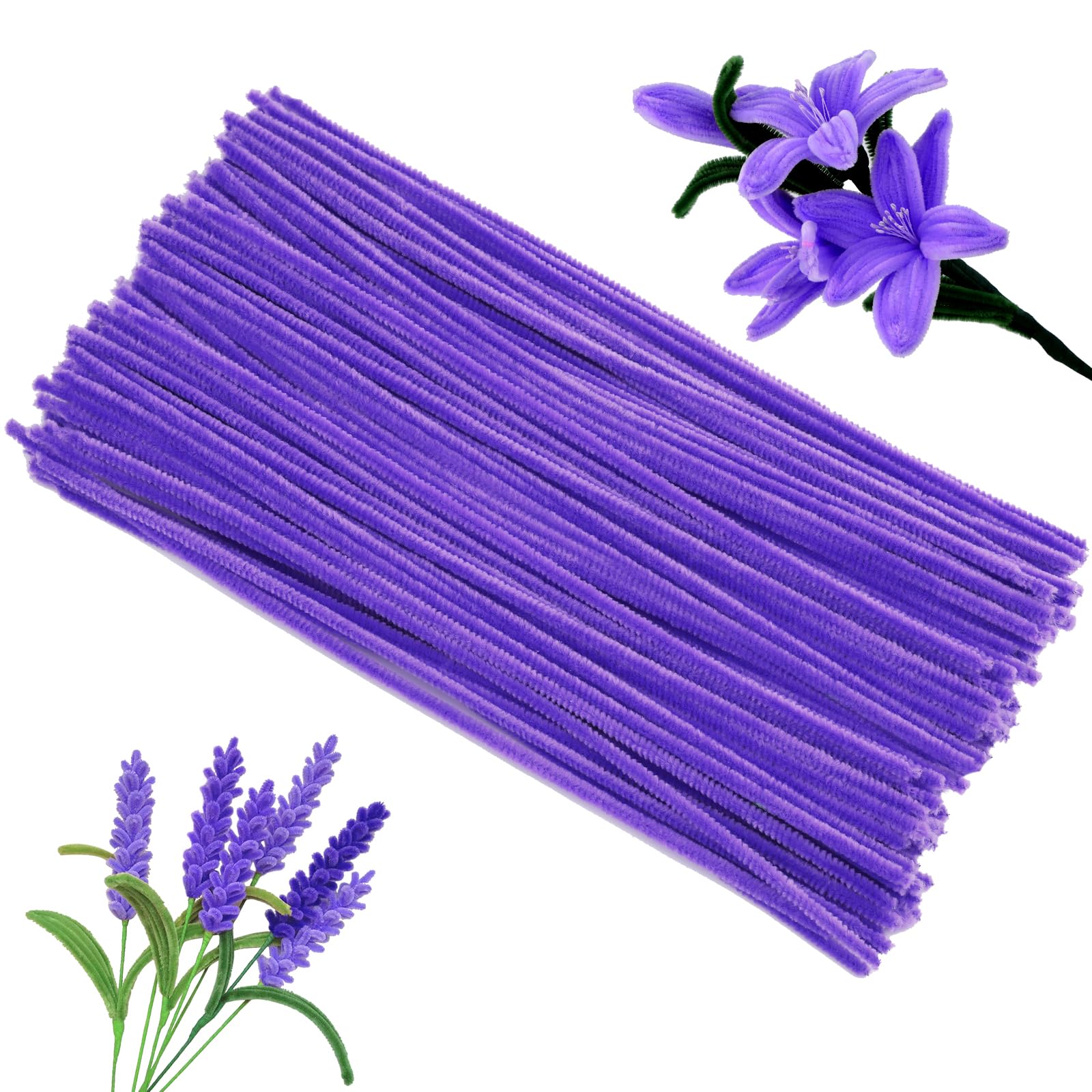 Pipe Cleaners, 100Pcs Purple Pipe Cleaners Bulk for DIY Crafts