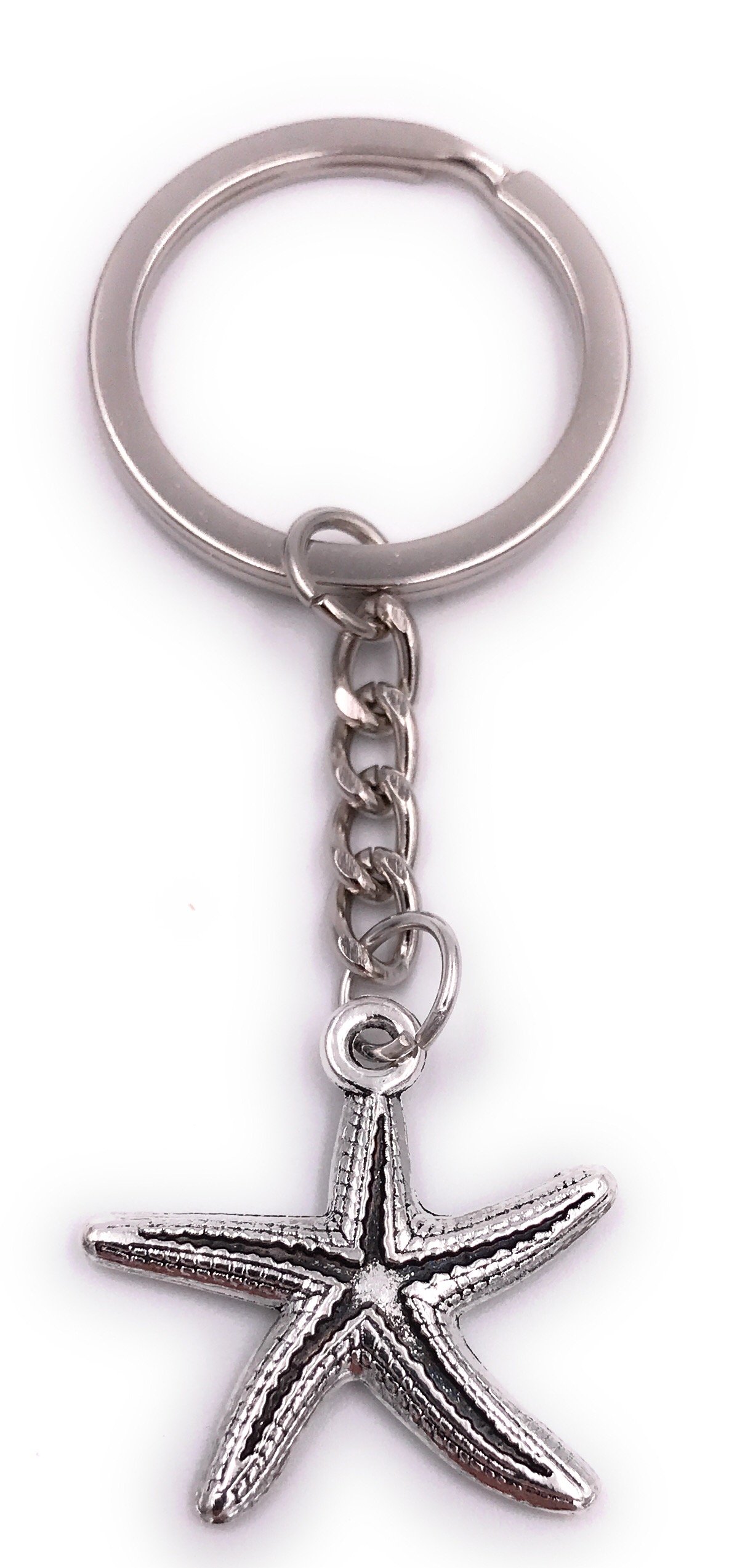 H-Customs Seestern Starfish Small Key Ring Pendant Silver Metal