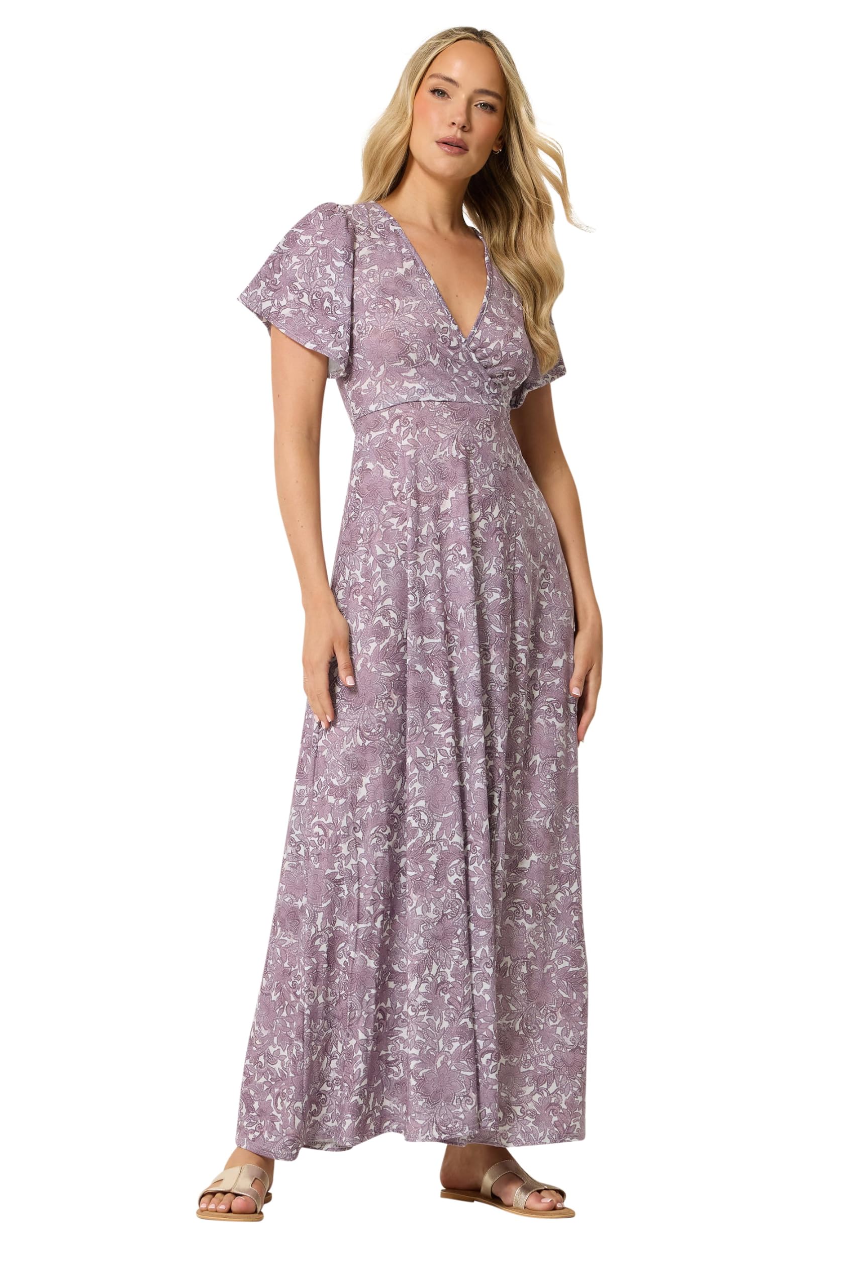 Long Tall Sally Women's Lilac - Lts Tall Pink Floral Wrap Maxi Dress