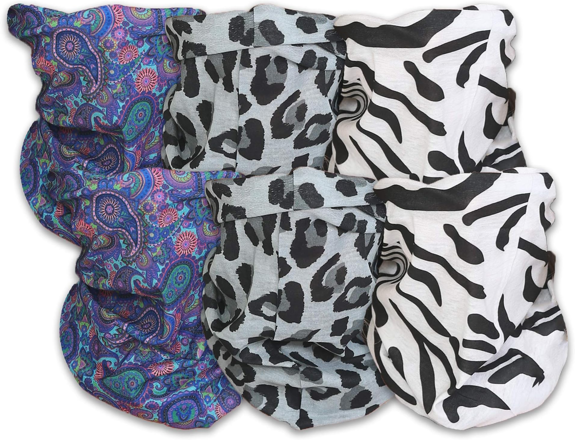 Triple9-6 Pack Neck Gaiter, Balaclava Cooling Breathable Face Mask UV Protection Scarf Hiking Bandana for Men/Women (6PK Animal)