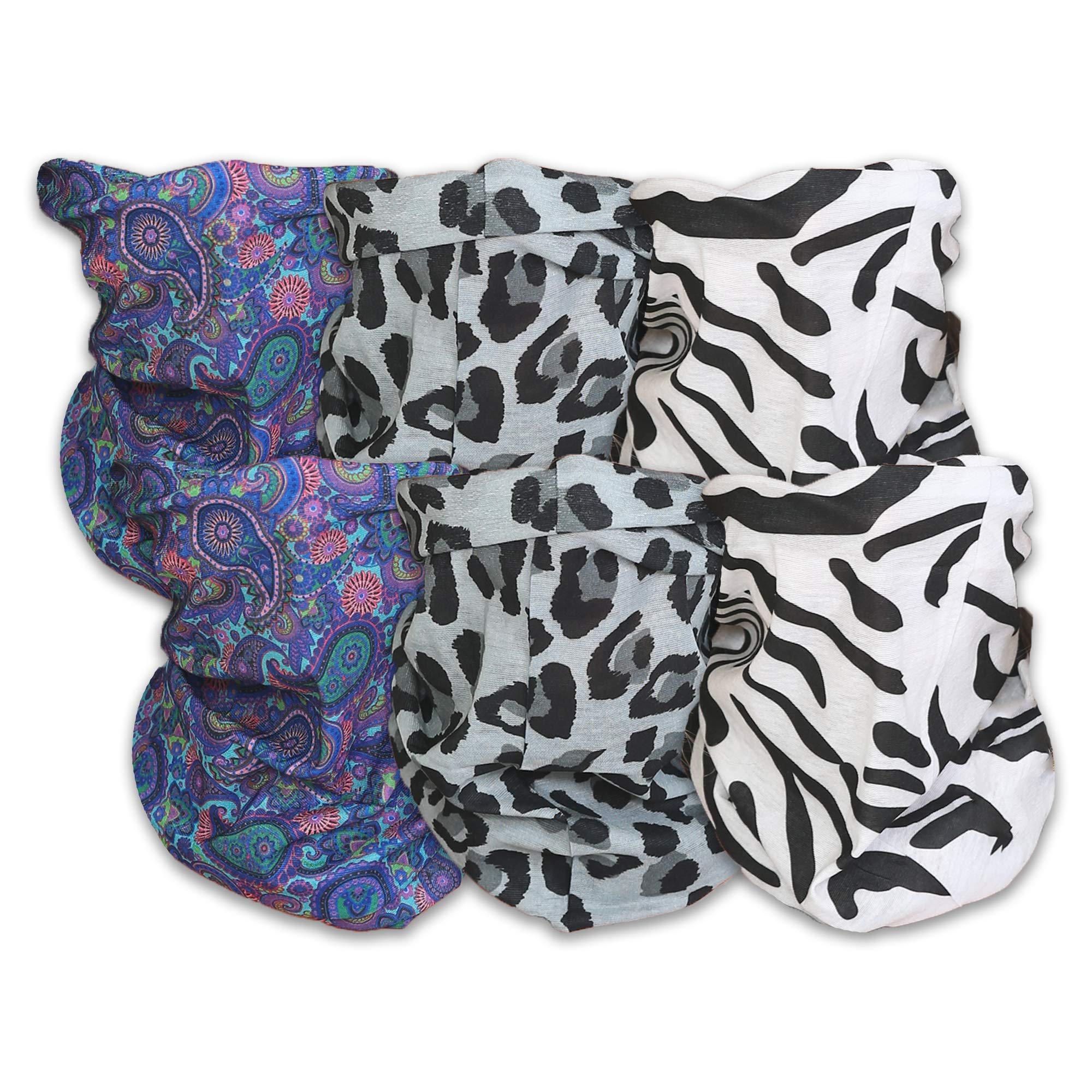 Triple9-6 Pack Neck Gaiter, Balaclava Cooling Breathable Face Mask UV Protection Scarf Hiking Bandana for Men/Women (6PK Animal)