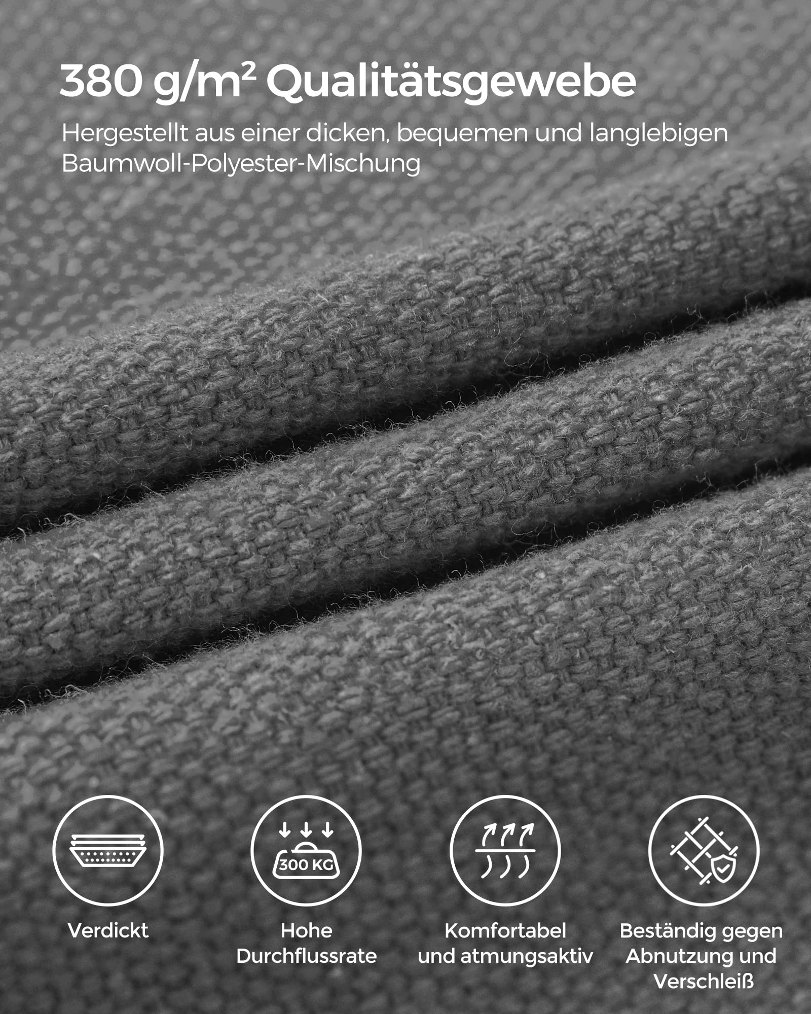 SONGMICS Hängematte 210x150cm Doppel Hängematte 300kg Tragkraft für Terrasse Balkon Garten Outdoor Camping mit Tragetasche, Befestigungsgurte und Karabiner, Grau GDC15GY