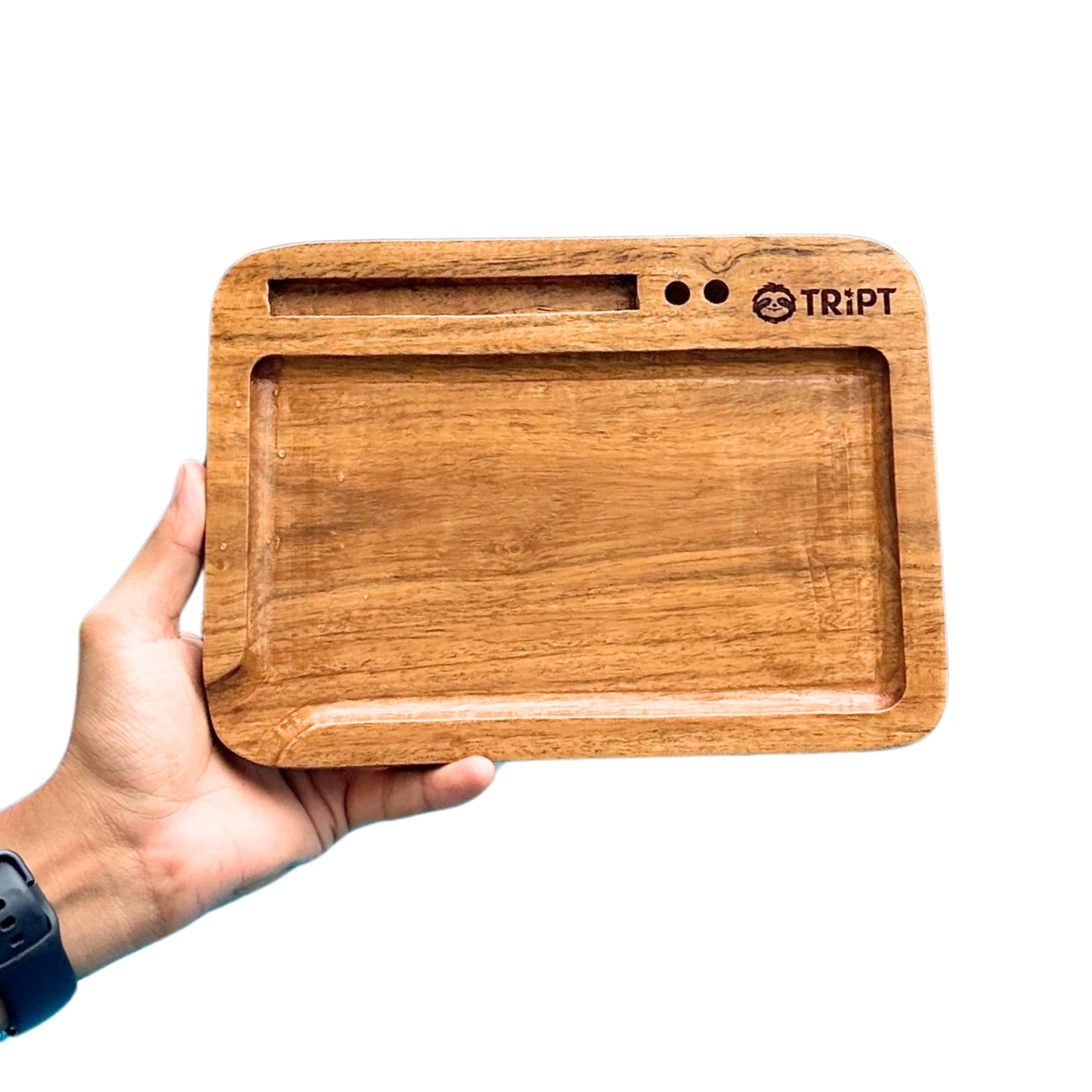 Tript Wooden Crushing Rolling Tray Smoking Accessory (9 Inc x 6.7 Inc) for Best Crushing and Cleaning with Rolling Paper Slot and Open Corner-image-40