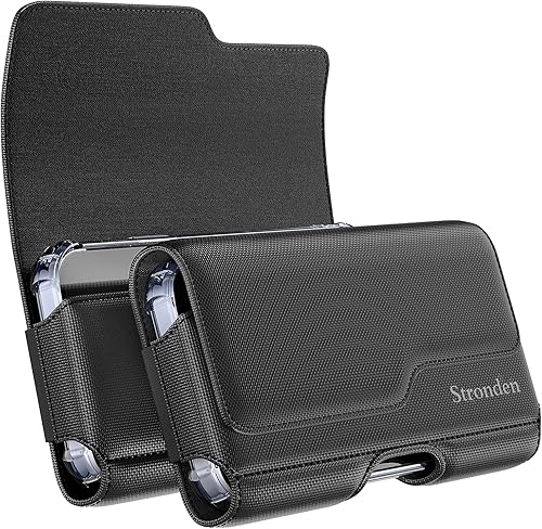 Miniatura 2 de Funda para iPhone 11 Pro, XS, X, Funda de nailon para cinturón con clip de metal y cierre magnético, soporte de nailon para teléfono (se adapta a