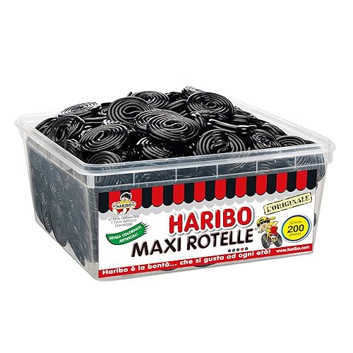 Immagine del prodotto Haribo Maxi Rotelle, Caramelle Gommose, Gusto Liquirizia, Ideali Per Feste E Dolci Momenti Di Relax - Circa 200 Pezzi (1818gr)